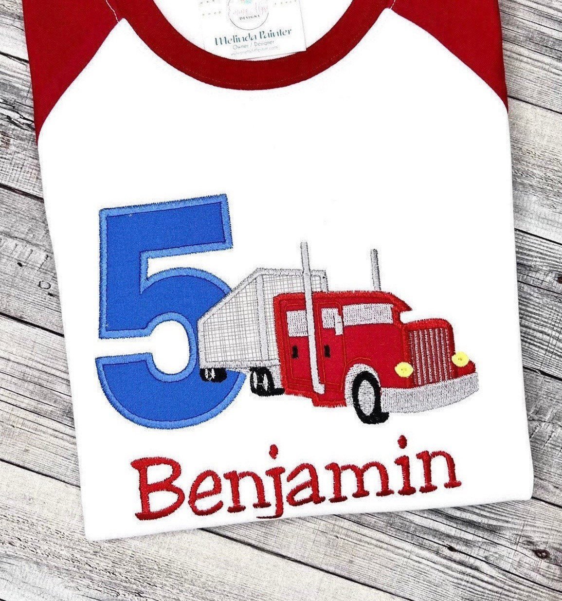 Embroidered Big Rig Birthday Shirt: Personalized Trucker Tee