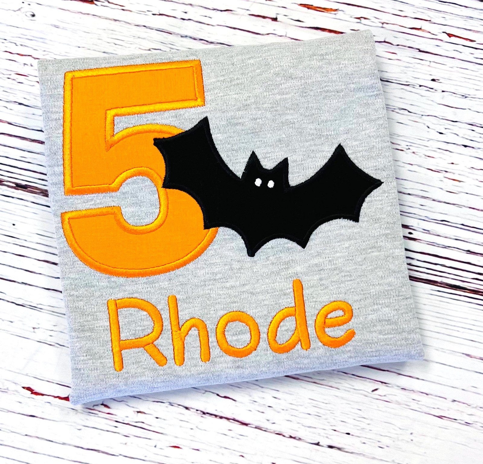 Personalized Halloween Birthday Shirt, Embroidered Bat Name and Age Tee