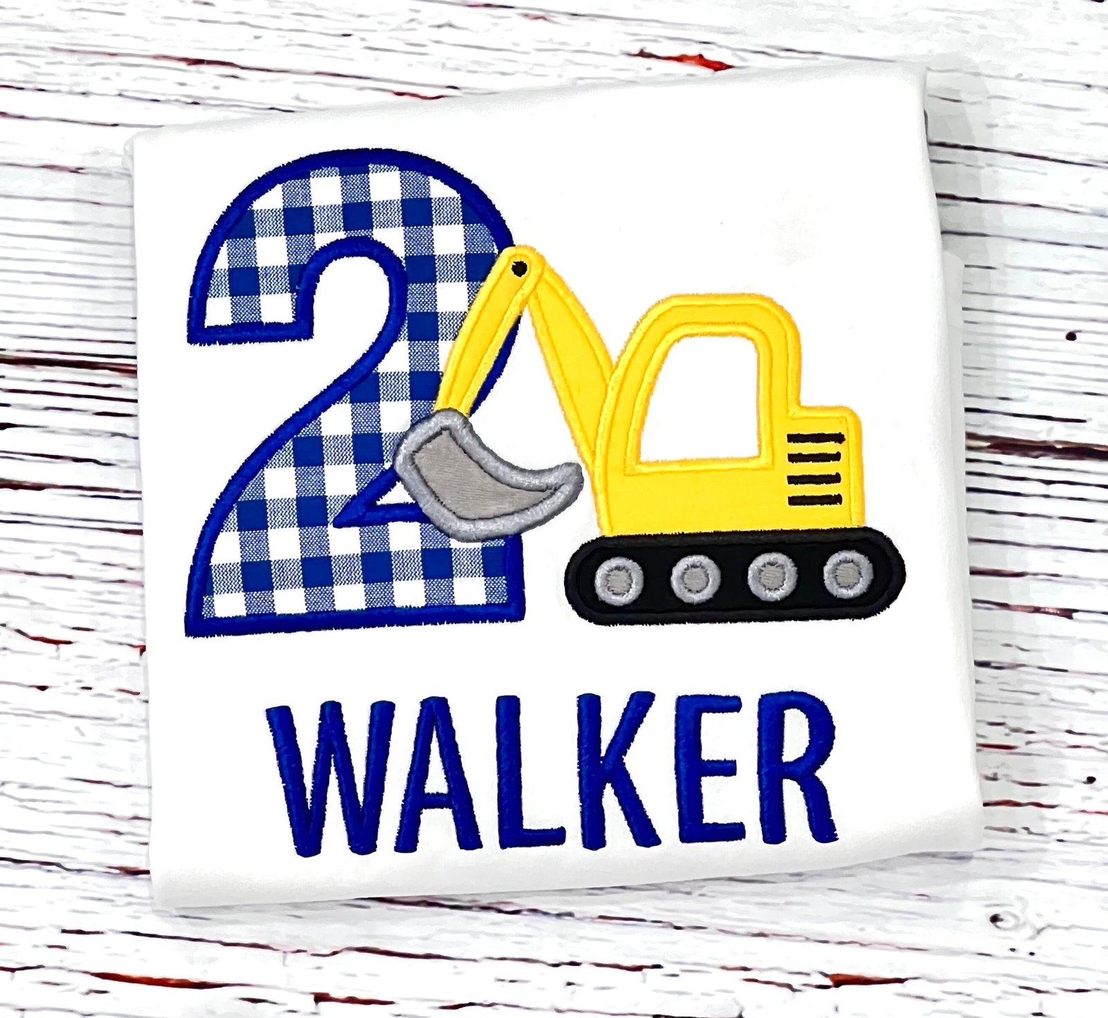 Embroidered Excavator 2nd Birthday Shirt: Construction Party Outfit