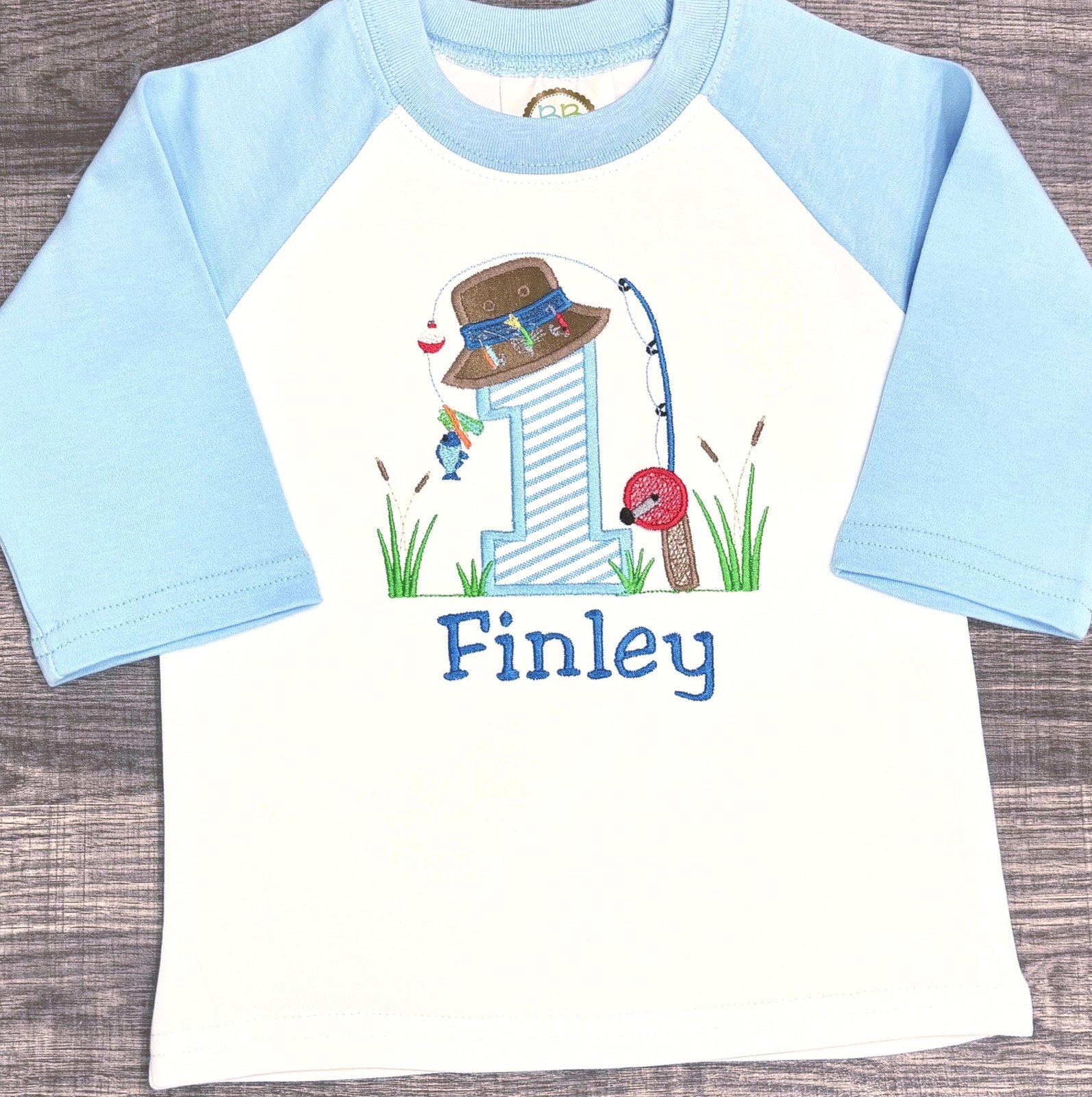 Embroidered Fishing 1st Birthday Shirt: Personalized First Birthday