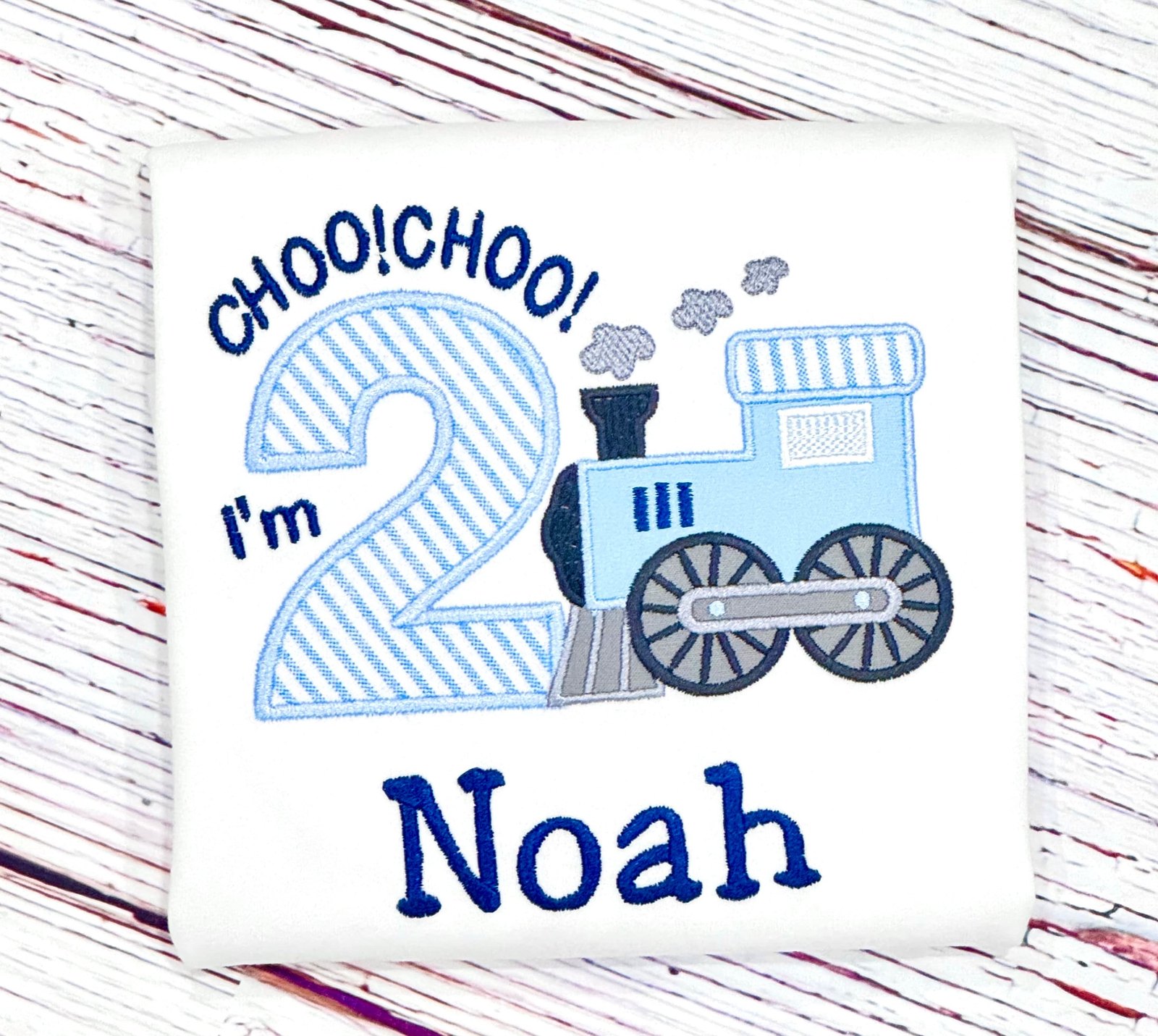 Embroidered Train Birthday Shirt, Engine Choo Choo I'm 2