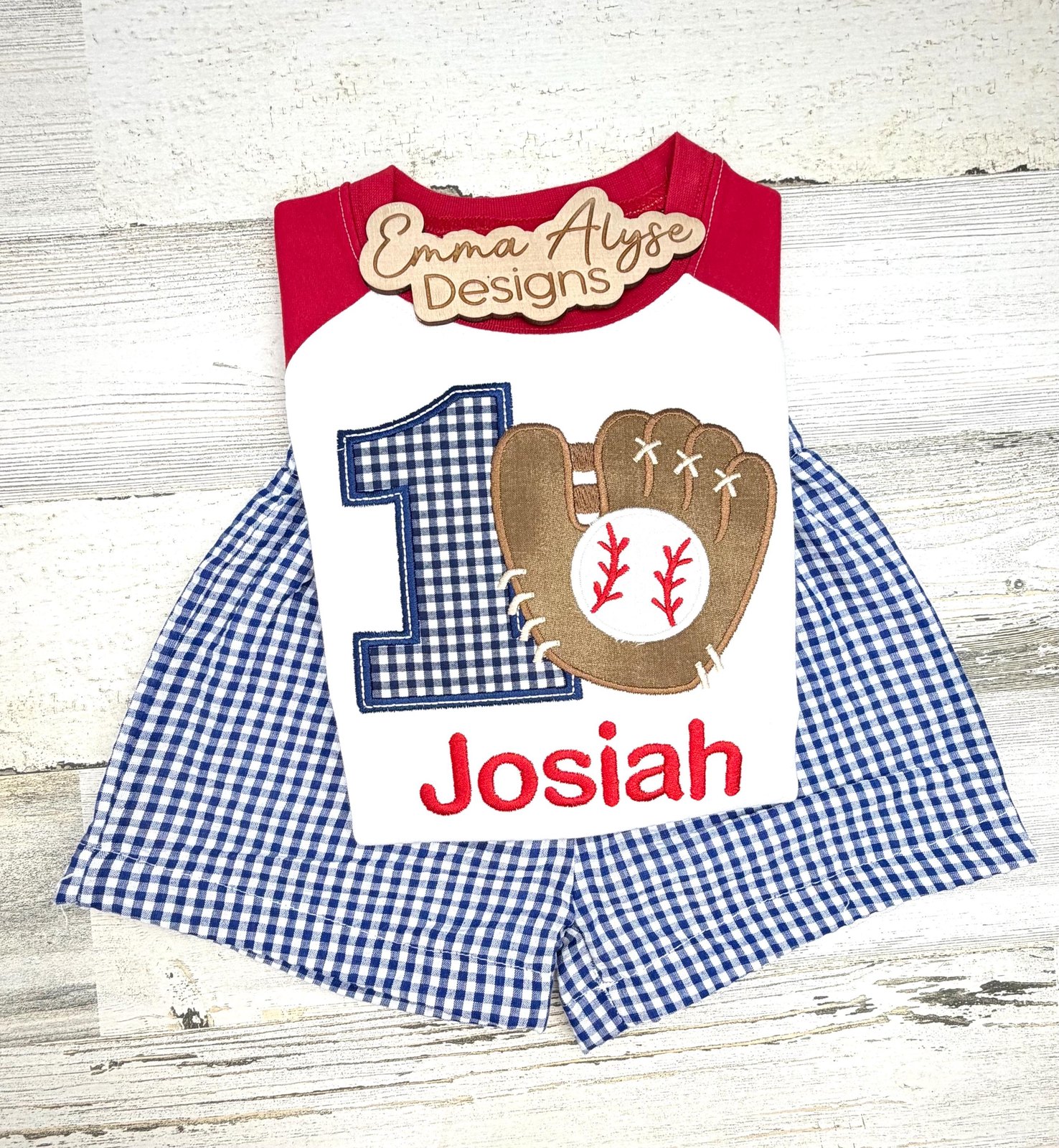Rookie Baseball 1st Birthday Outfit, Personalized Boys Baseball Shirt & Shorts