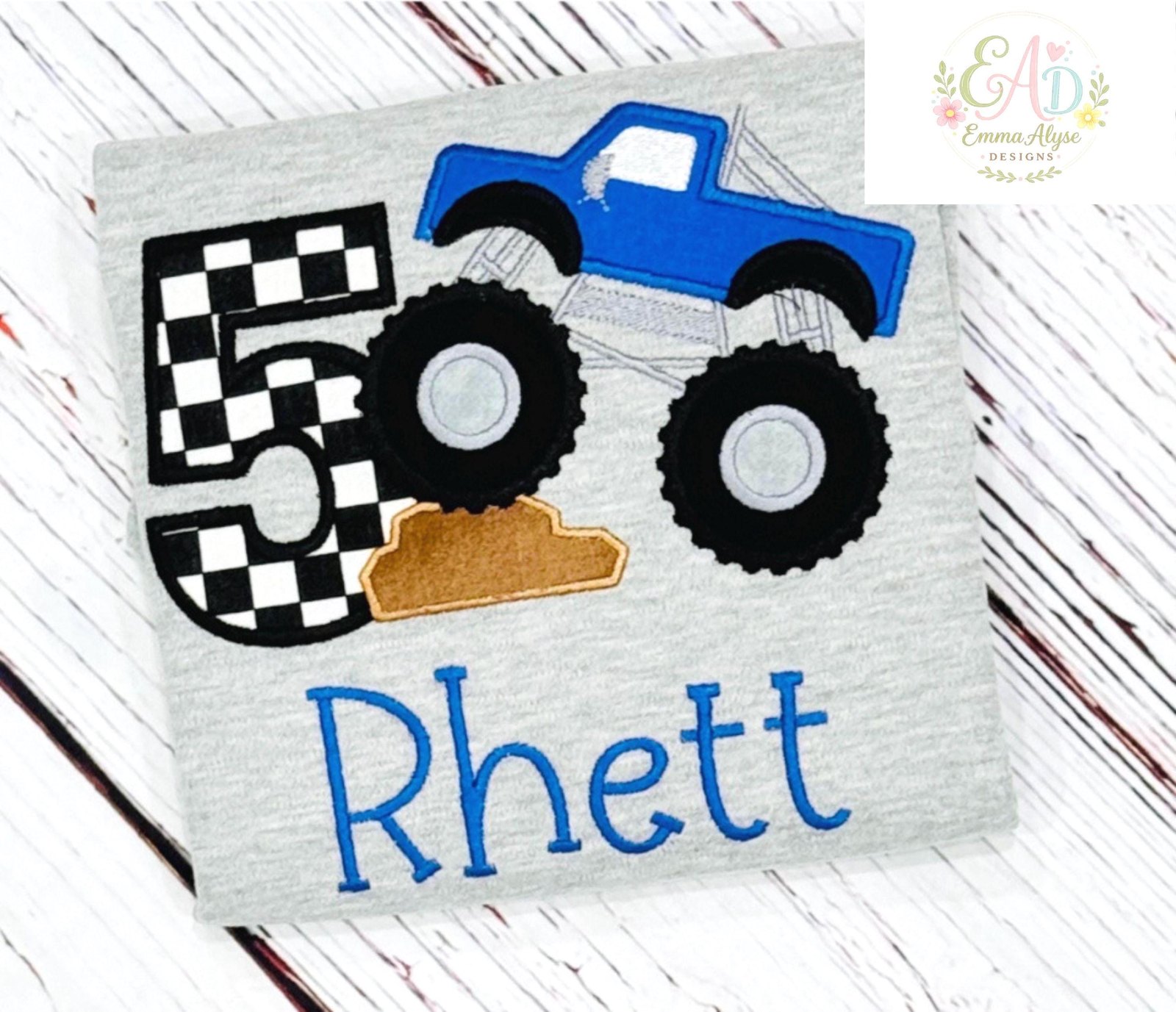 Personalized Monster Truck Birthday Shirt, Custom Name Age, Toddler Party Outfit