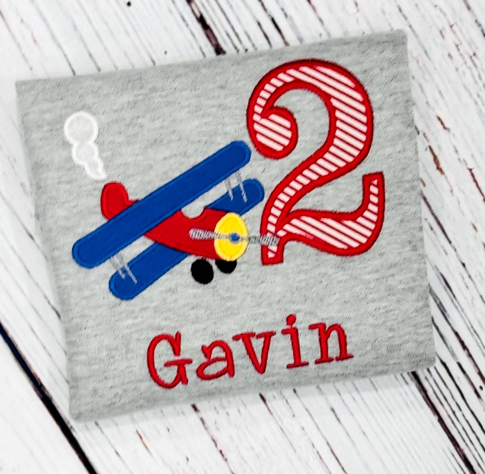 Airplane 2nd Birthday Shirt, Personalized Embroidered Boys Birthday Tee
