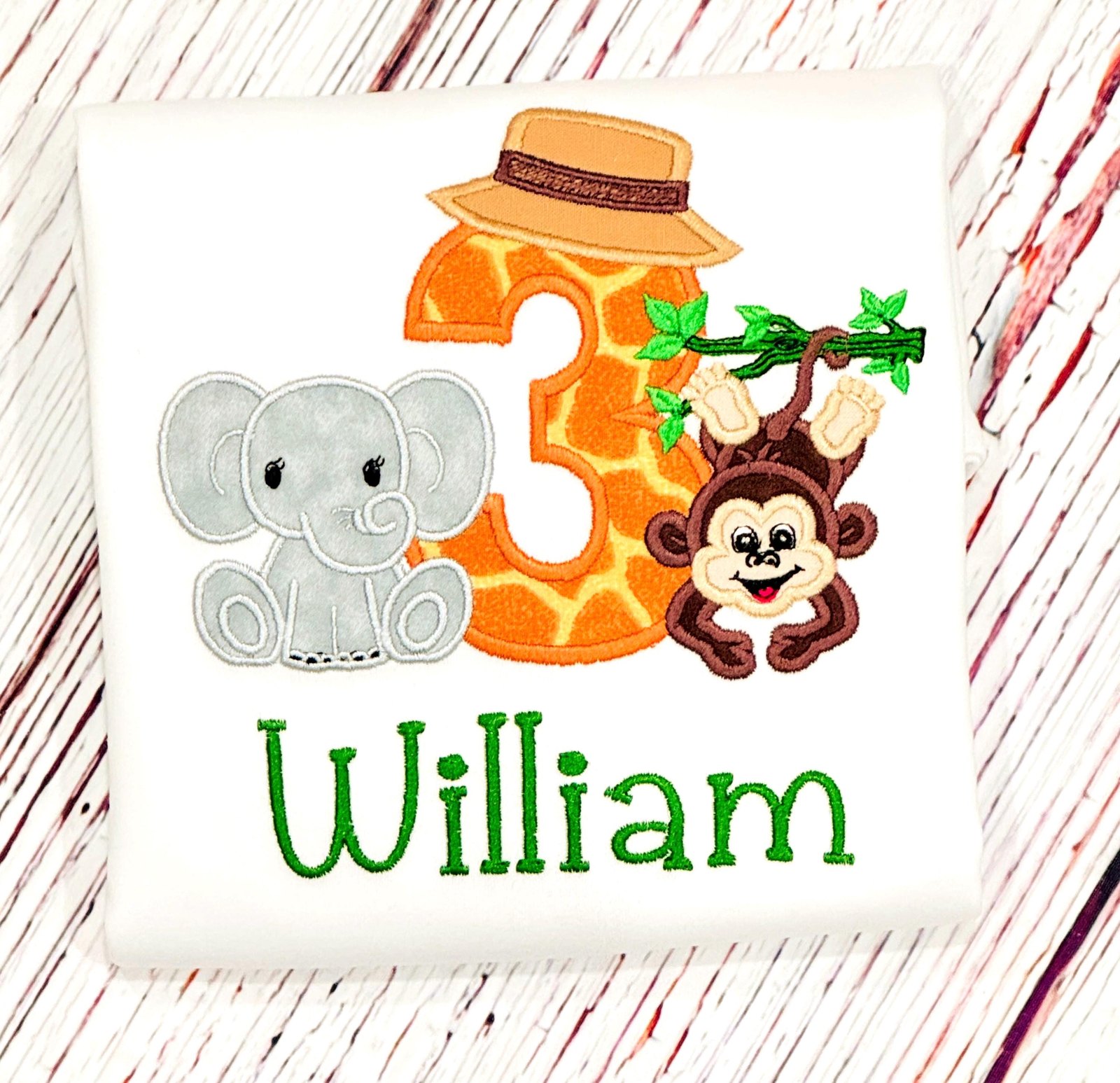 Personalized Safari Birthday Shirt: Embroidered Jungle Zoo Party Top