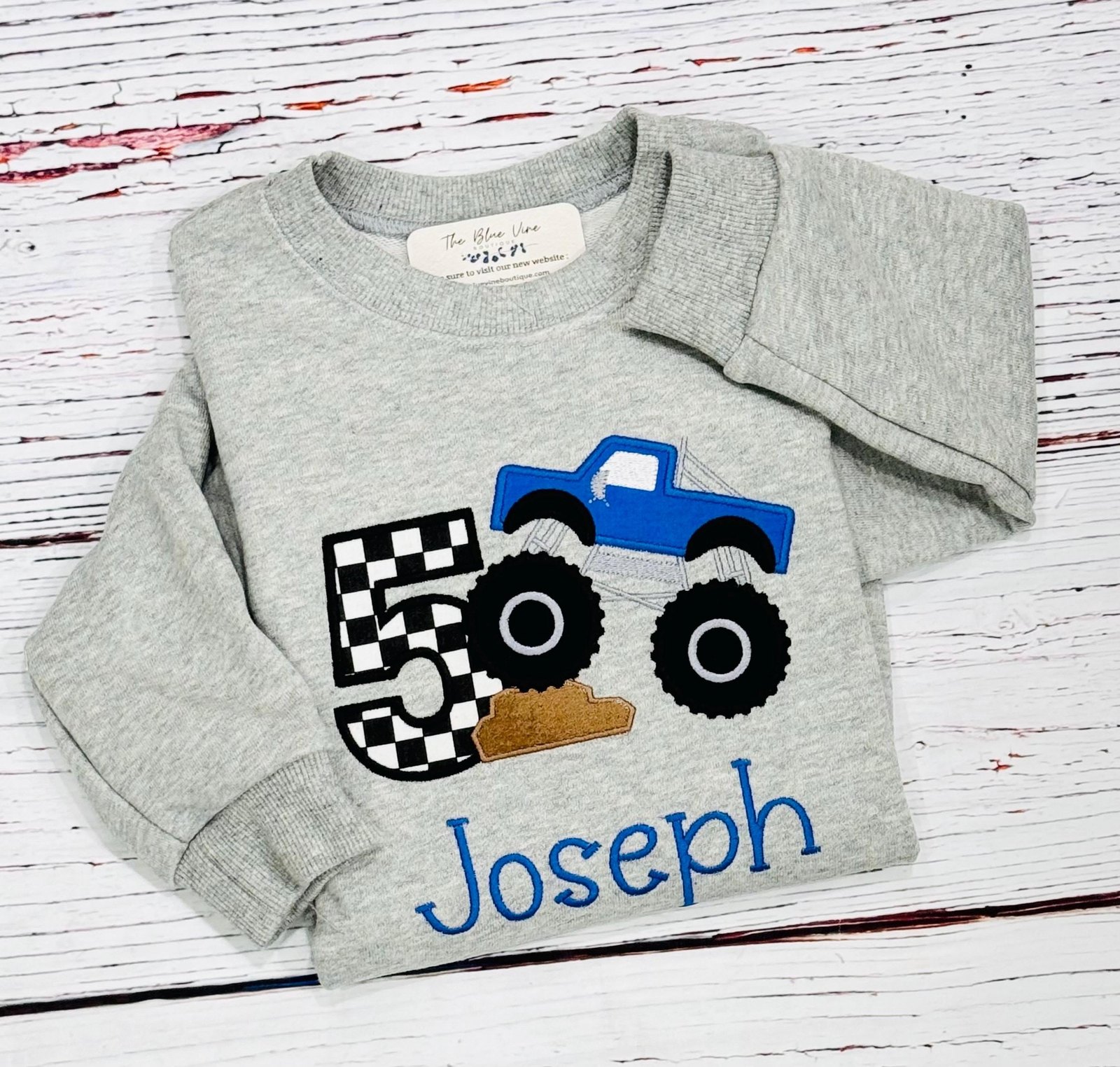 Embroidered Monster Truck Birthday Shirt: Personalized Big Truck Tee
