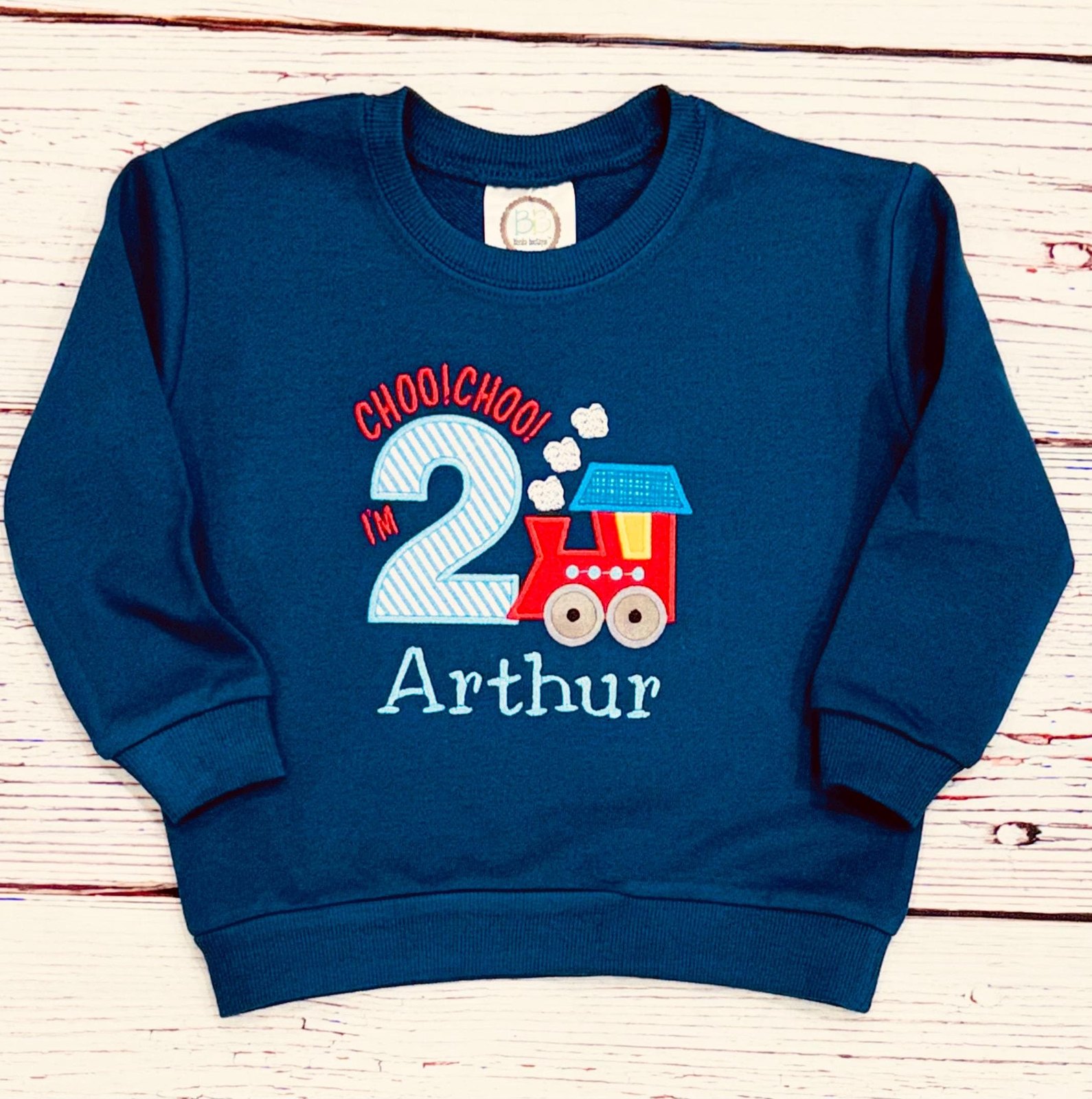 Personalized Train 2nd Birthday Sweatshirt: Custom Steam Engine Party Pullover