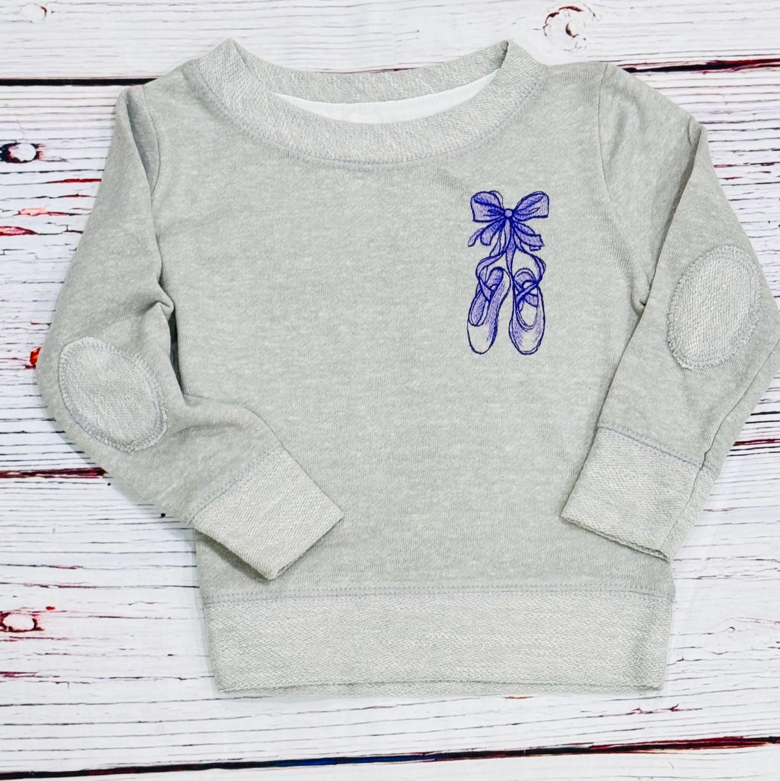 Ballerina Slippers Shirt, embroidered girl ballet, toddler sweatshirt,left chest ballet shirt, dance shirt, personalized ballerina shirt