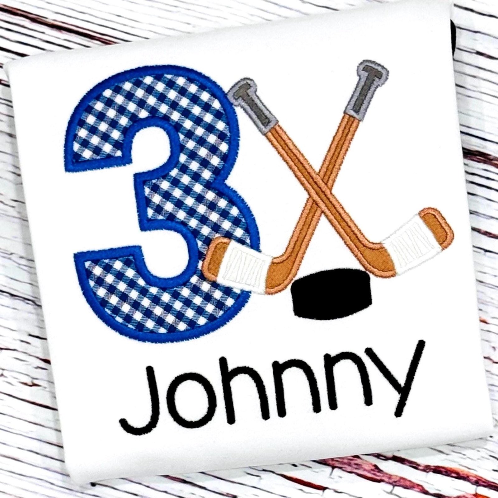 Embroidered Hockey Birthday Shirt: Custom Age, Colors