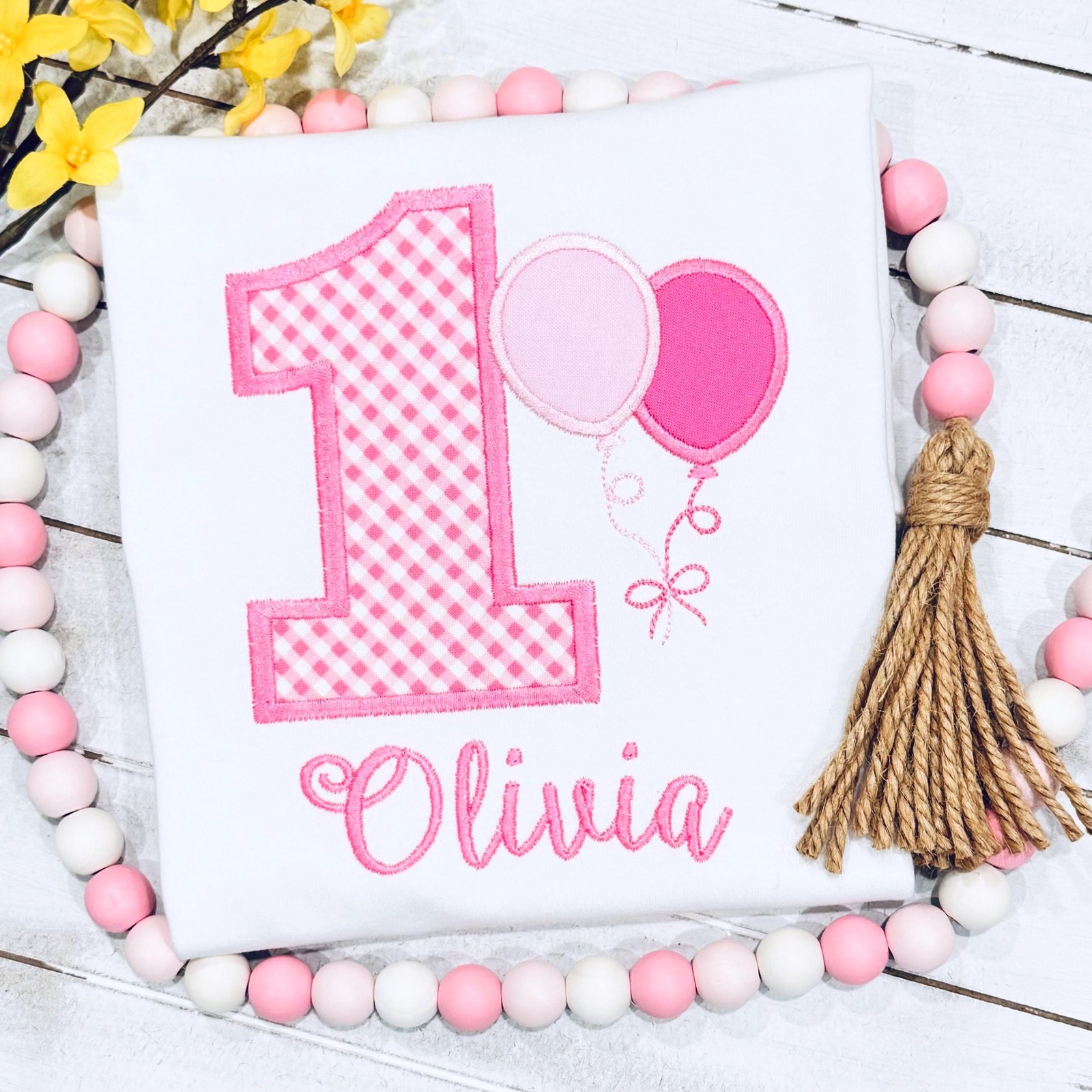 Balloon Birthday Shirt: Any Age, Customize Colors, Embroidered Girls Party Outfit