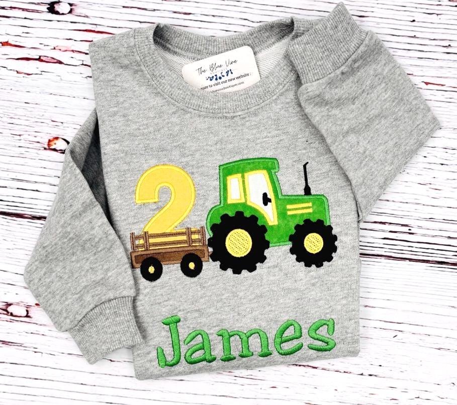 Personalized Tractor Birthday Sweatshirt: Custom Embroidered Farm Outfit