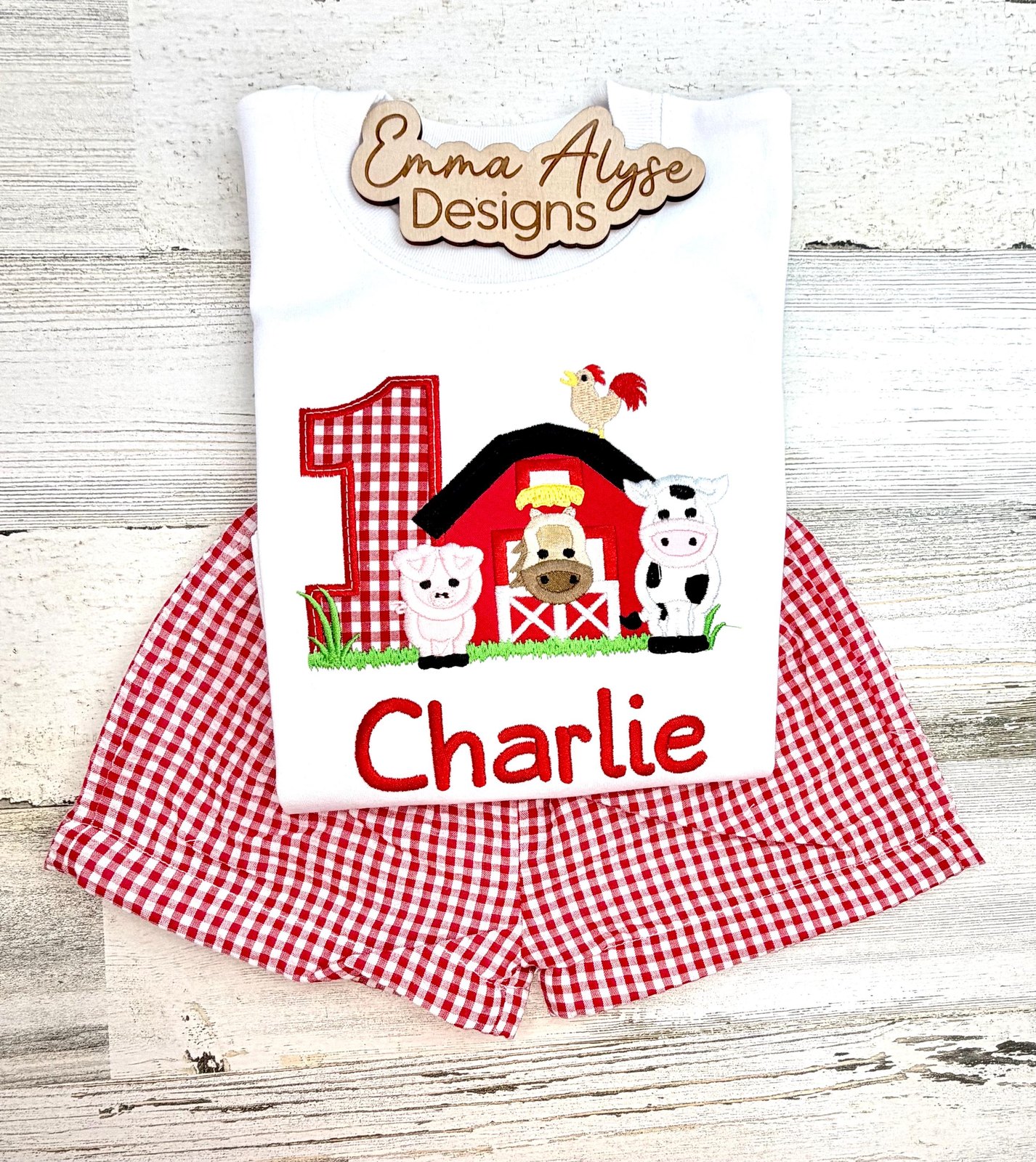 Embroidered Farm Birthday Shirt, Personalized Barnyard Birthday Theme Outfit, Custom Age