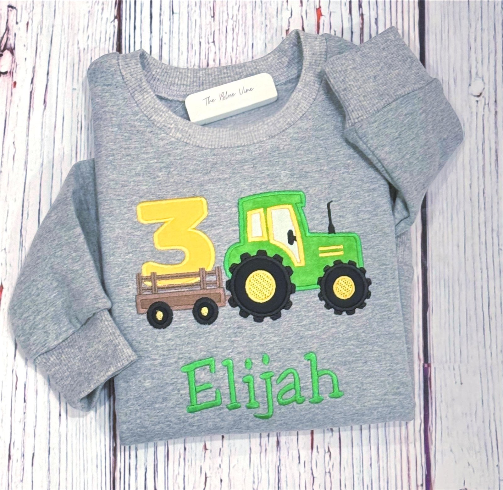 Sweatshirt Tractor Birthday: Personalized Custom Farm Design, Embroidered Toddler Outfit