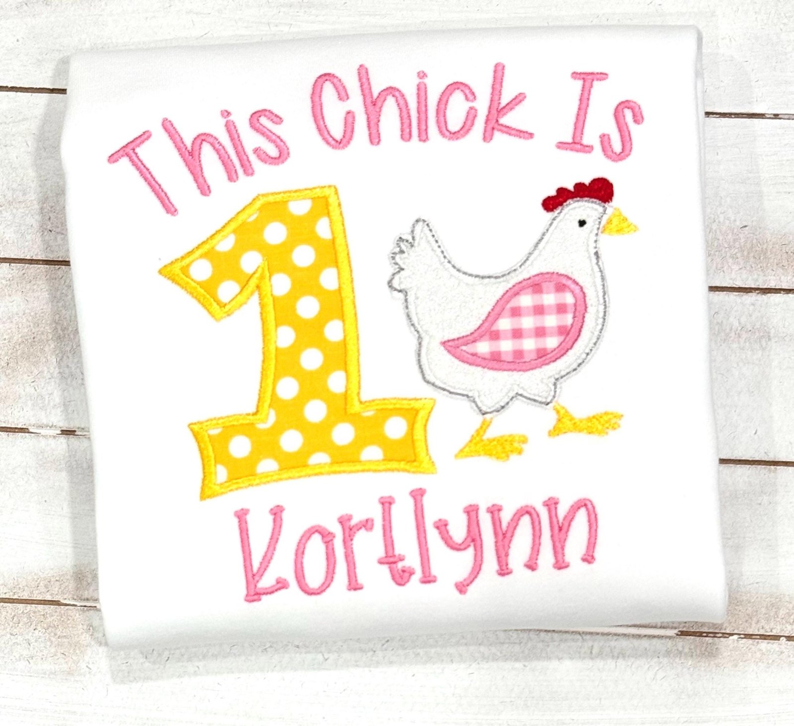 This Chick Is One Birthday Shirt, Personalized Girls 1st Birthday Chicken Outfit