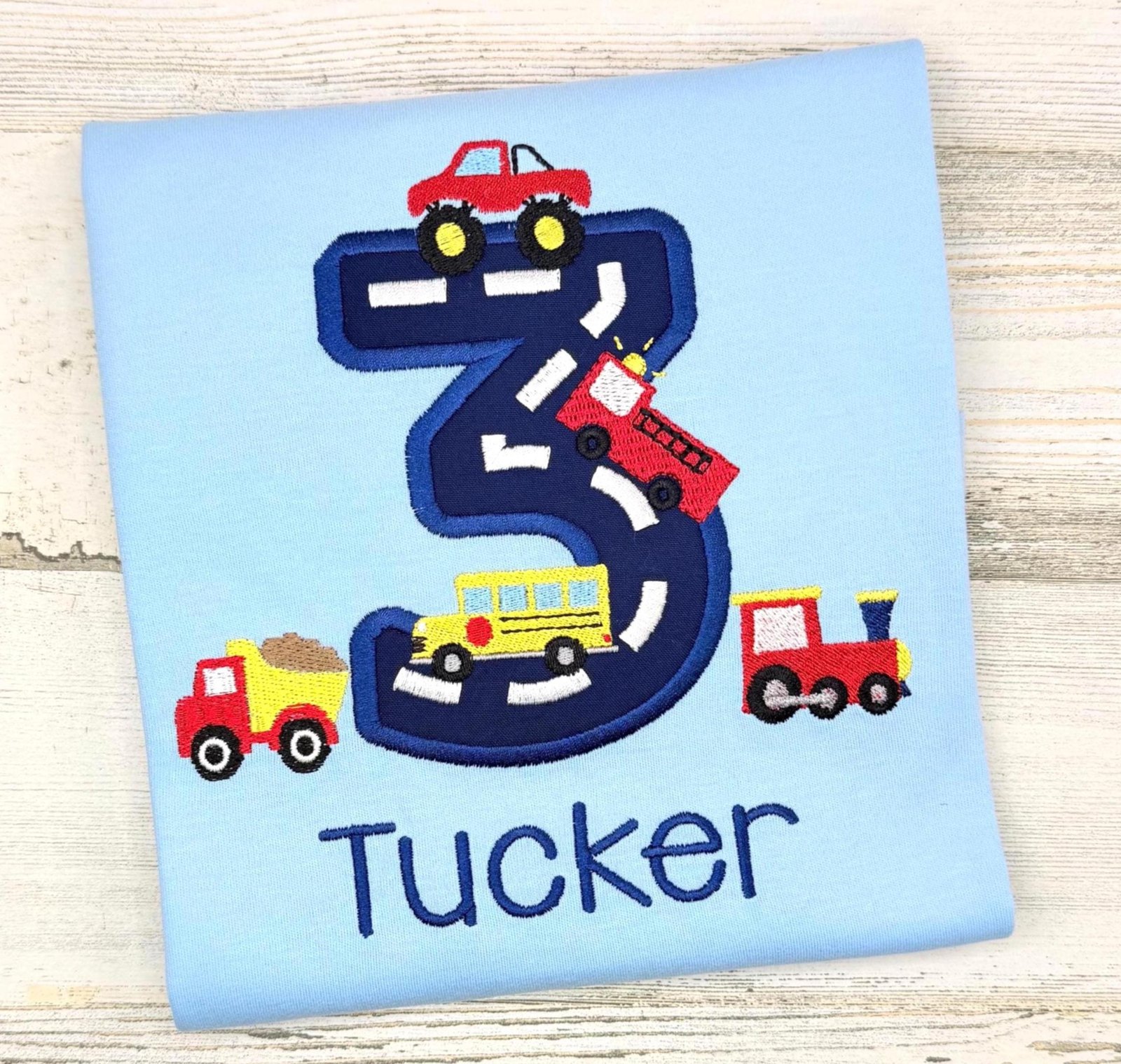Transportation Birthday Shirt Boy, Personalized Vehicle Tshirt, Car Truck Train Outfit, Custom Name Age