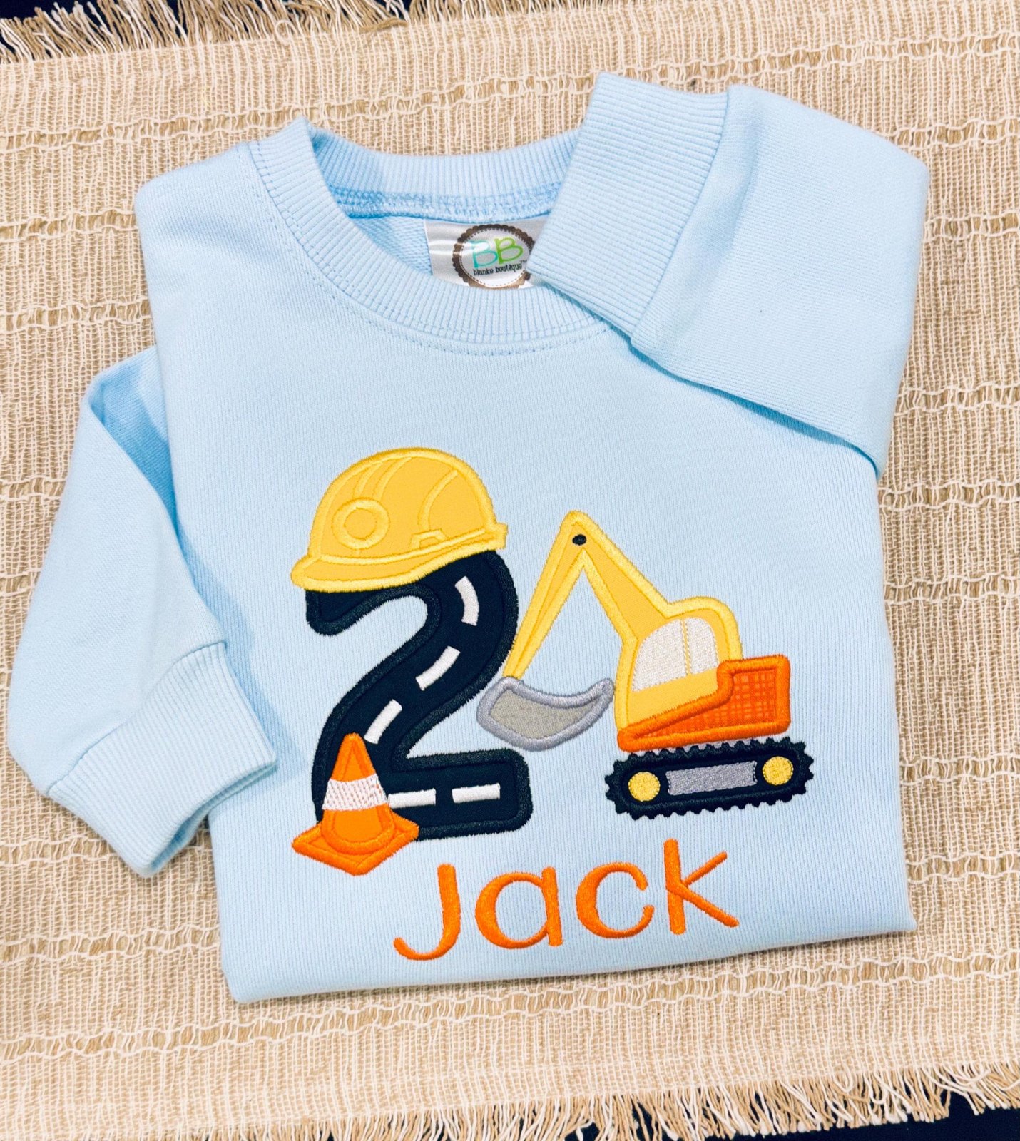 Sweatshirt Construction Excavator Birthday Embroidered