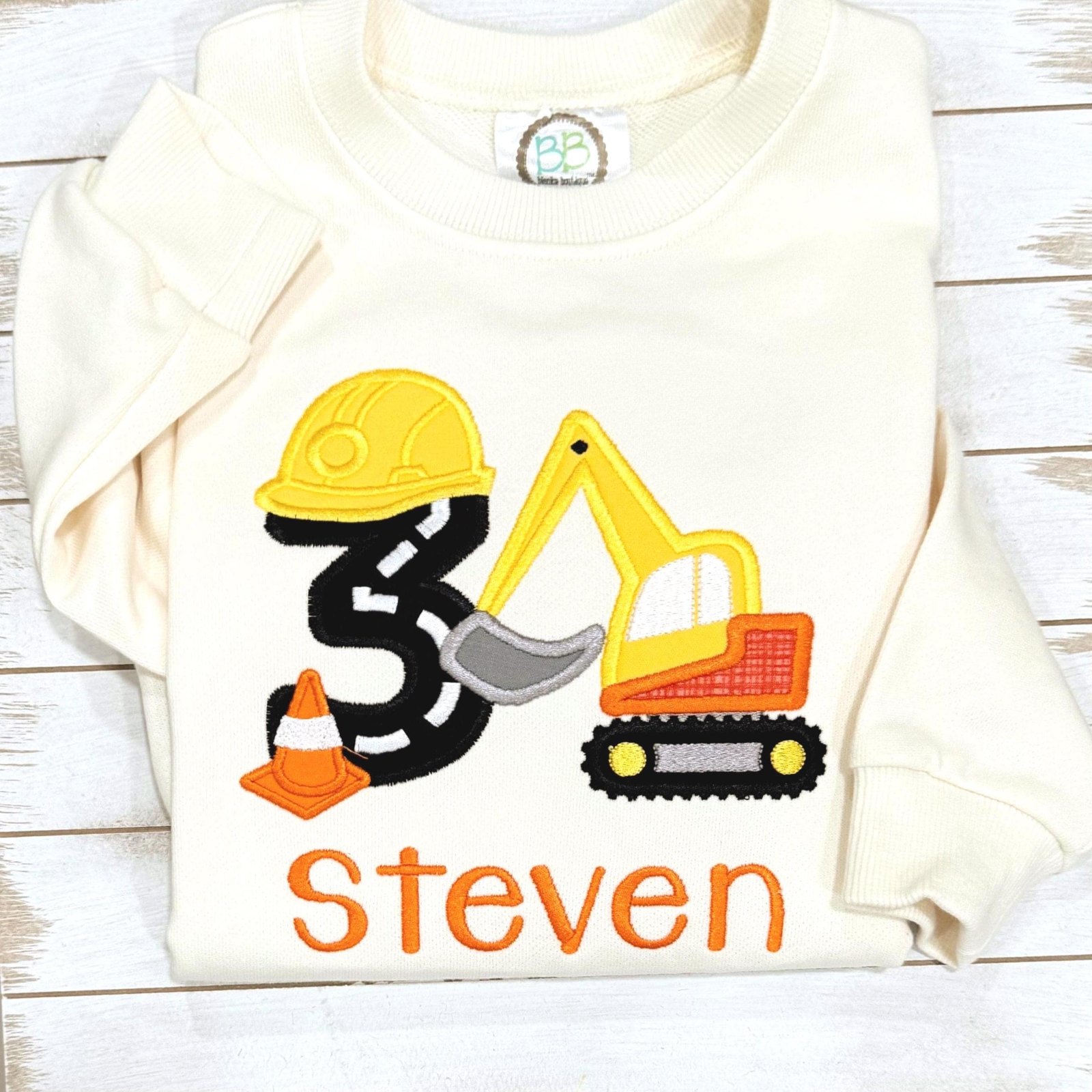 Sweatshirt Excavator 3rd Birthday Embroidered: Any Age