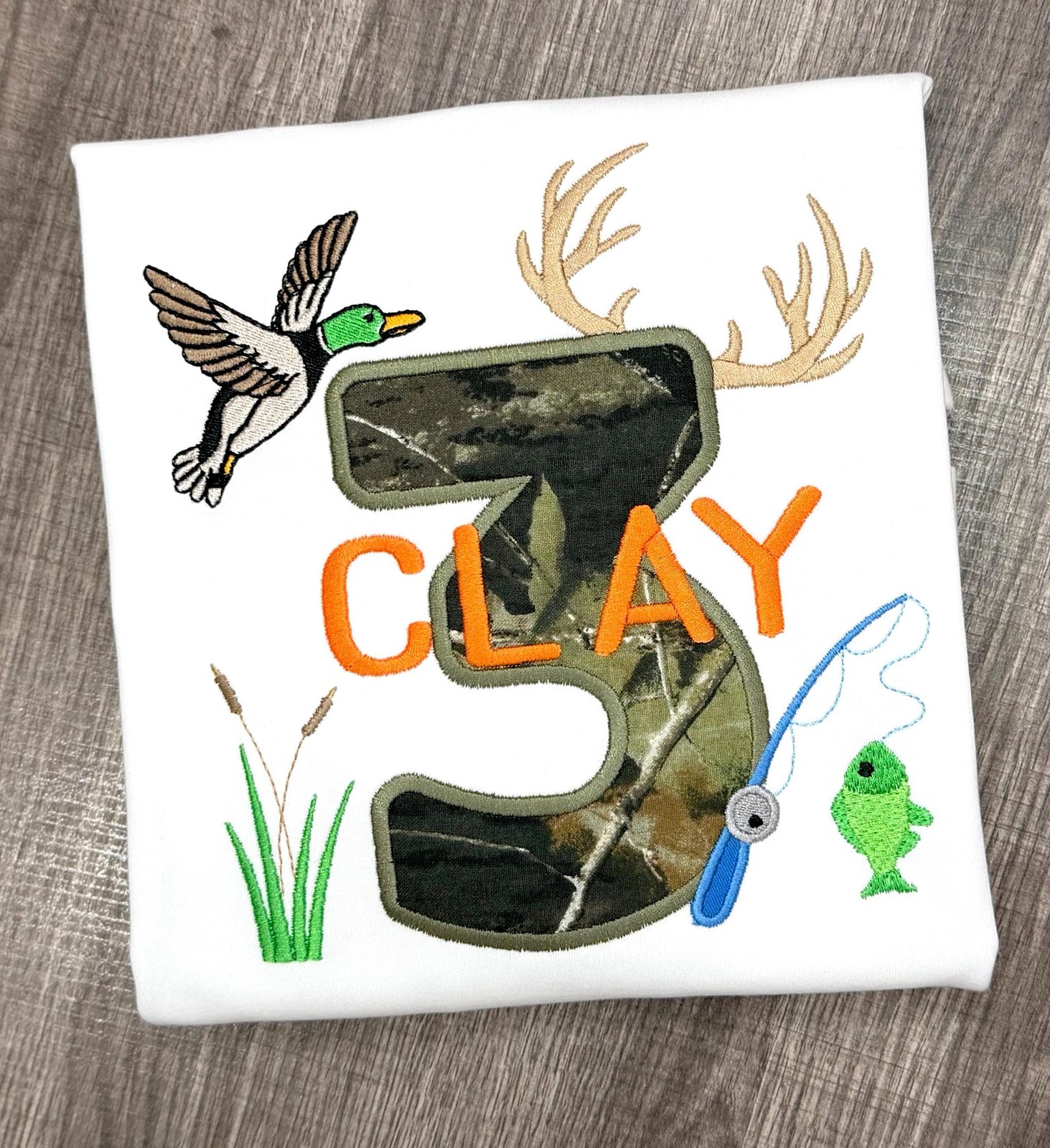 Personalized Embroidered Hunting Fishing Birthday Shirt for Boys (Age 3)