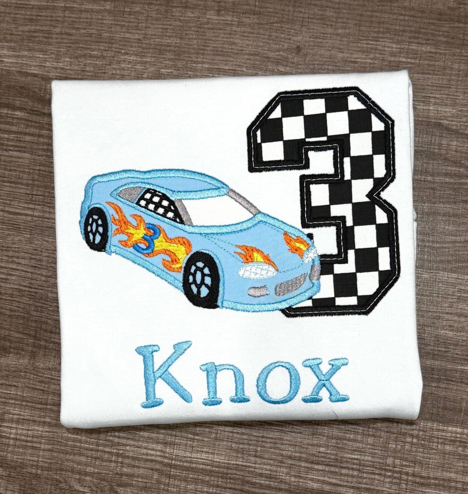 Race Car Birthday Shirt, Personalized Embroidered Racing Shirt, Boys Custom Age Tee