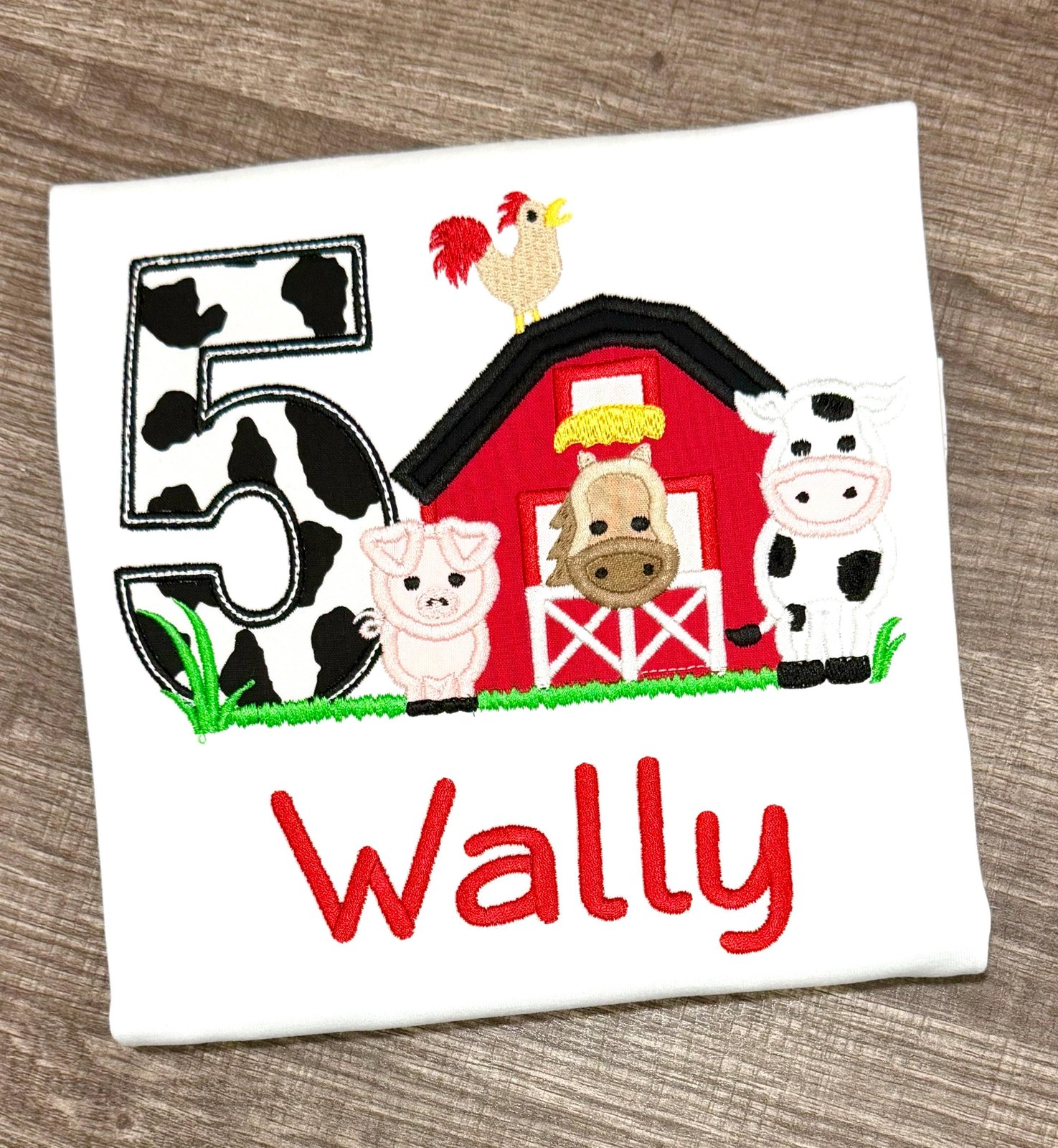 Personalized Farm 5th Birthday Shirt: Any Age Custom Embroidered Barnyard Party Tee