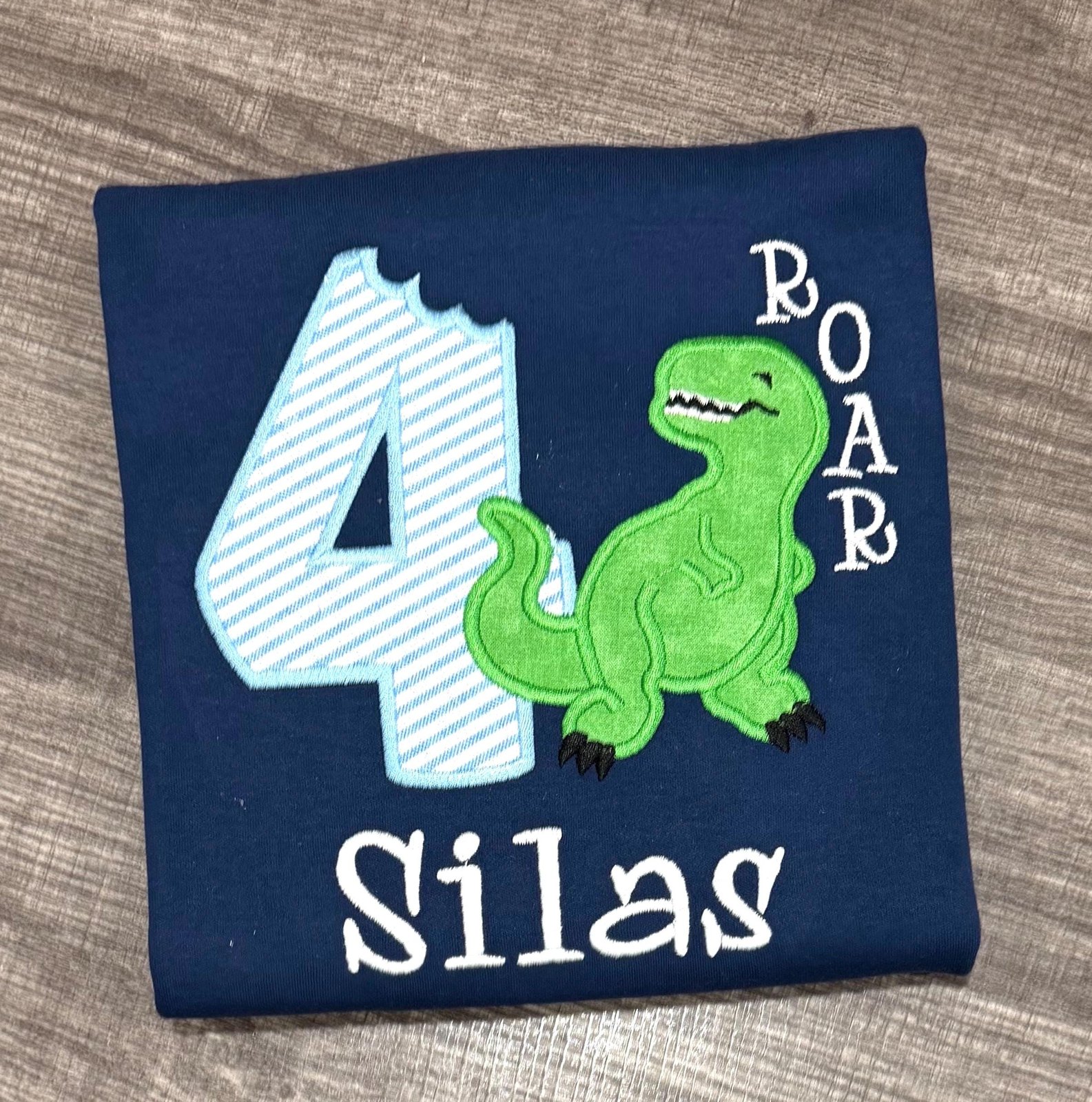 Dinosaur 4th Birthday Shirt, Personalized T Rex Birthday TShirt, Embroidered Tee