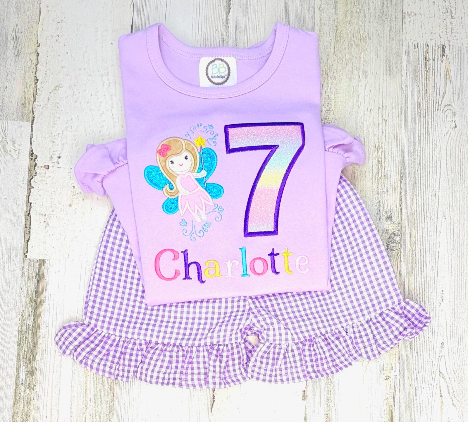 Personalized Fairy Birthday Shirt, Embroidered Princess Name Age Outfit, Girls Party Tee