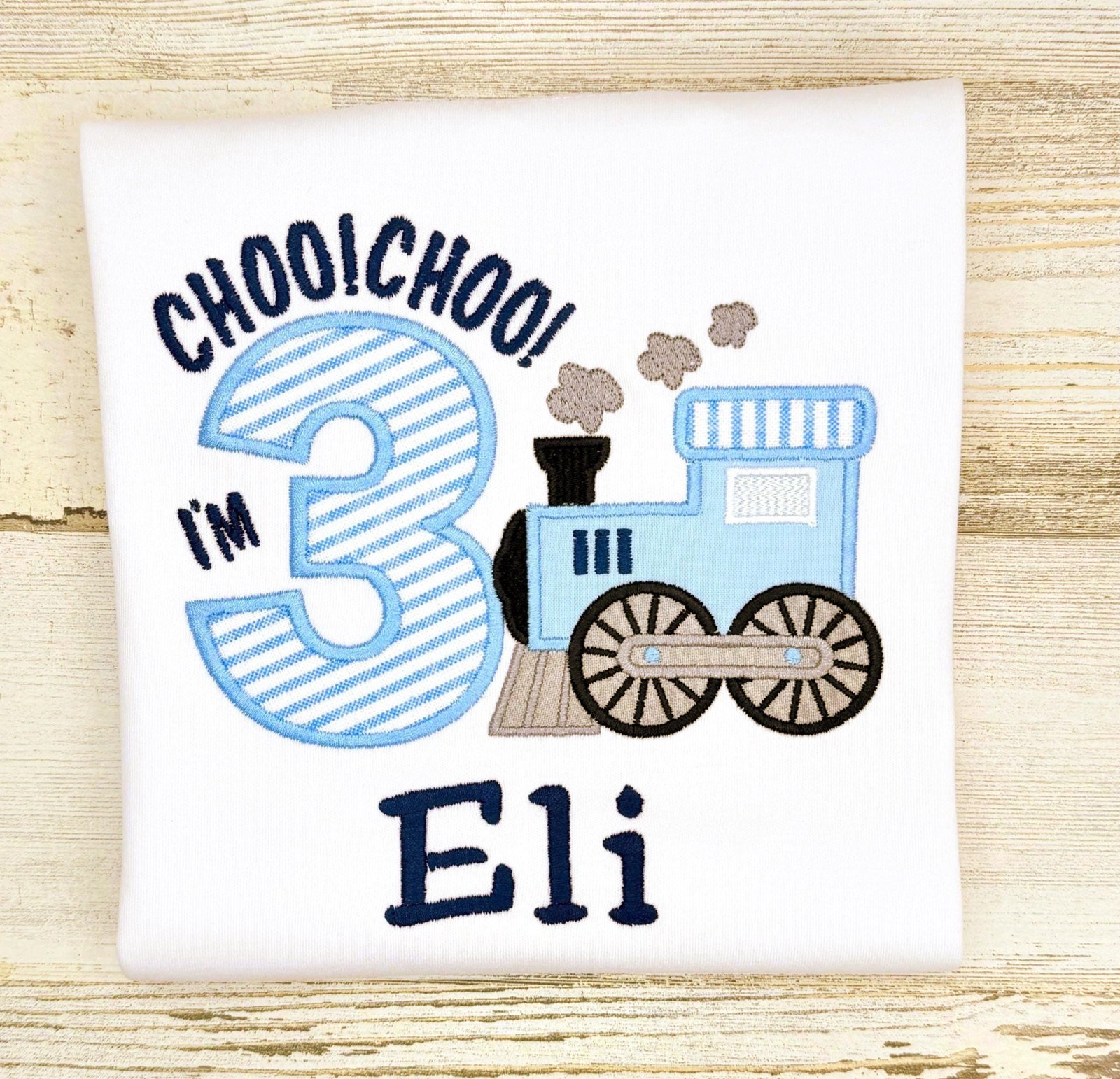 Personalized Embroidered Train 3rd Birthday Shirt, Choo Choo Tee