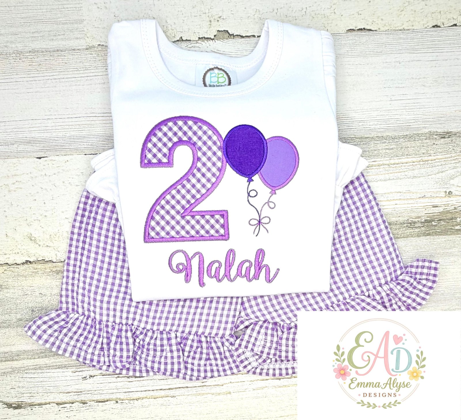Embroidered Balloon 2nd Birthday Outfit, Personalized Custom Colors, Any Age