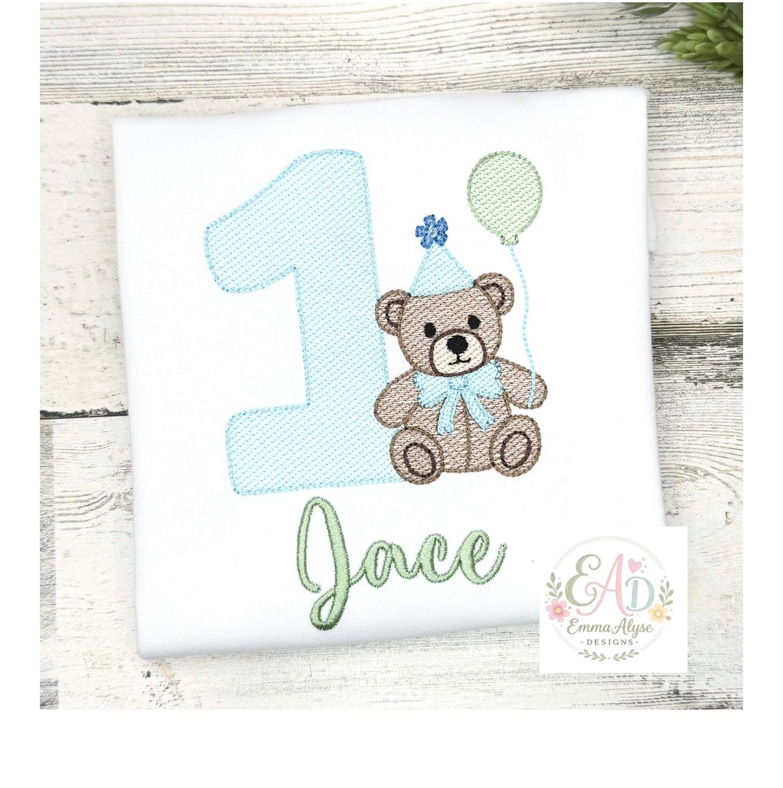Teddy Bear 1st Birthday Shirt, Personalized Embroidered First Birthday Outfit