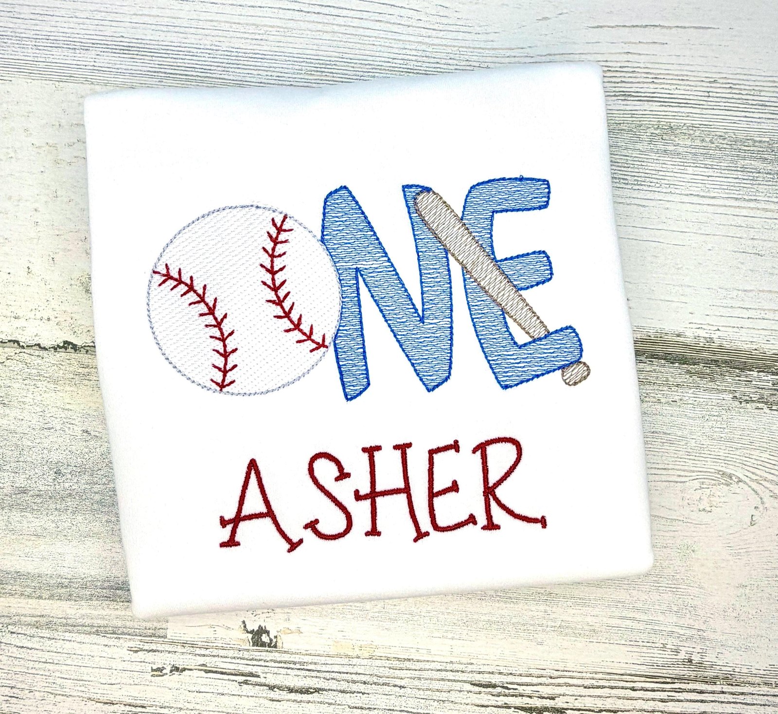 Personalized Baseball 1st Birthday Shirt, Custom Name Embroidered Outfit