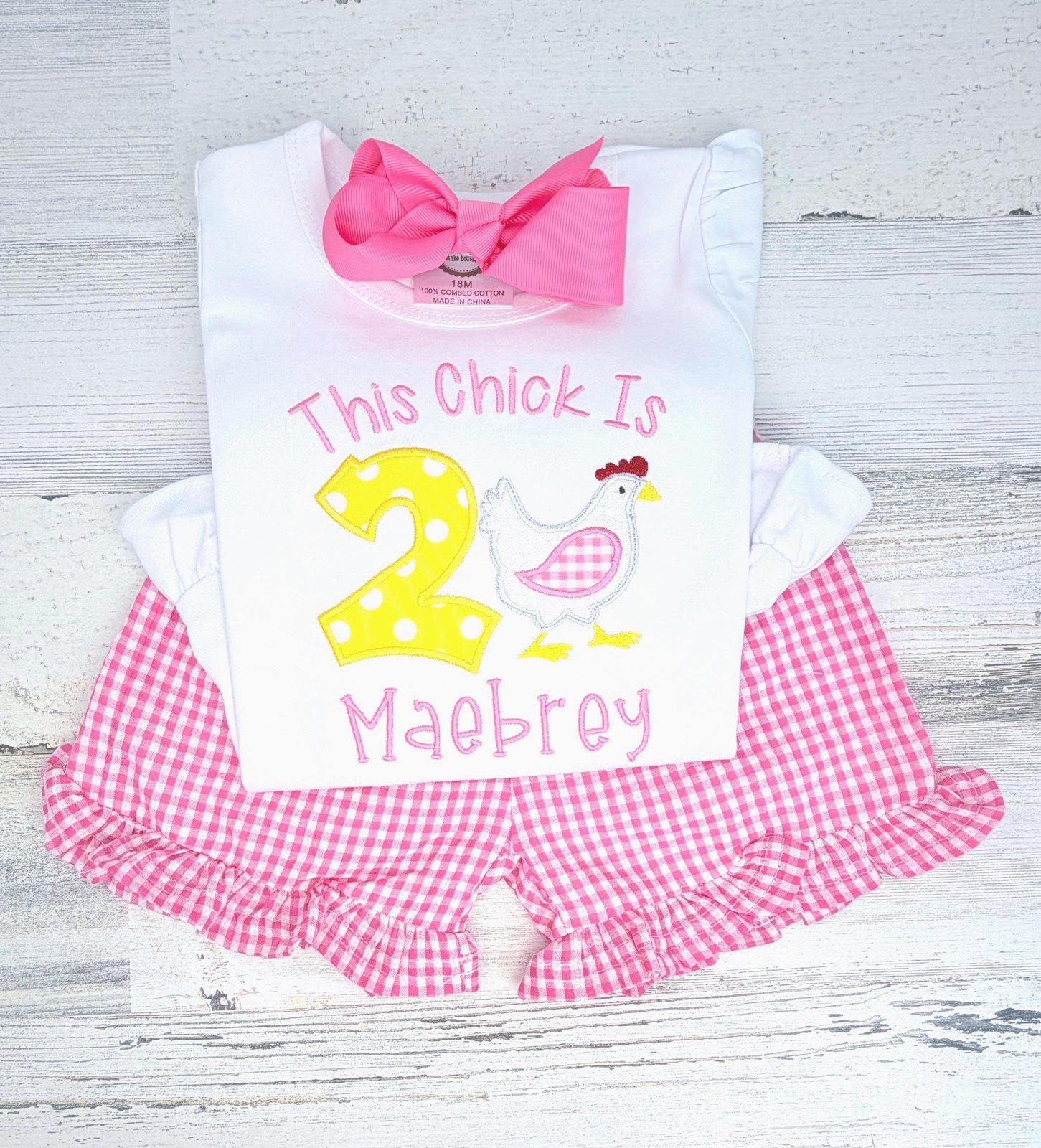 Personalized Embroidered Chick Chicken Birthday Shirt, Farm Theme Outfit