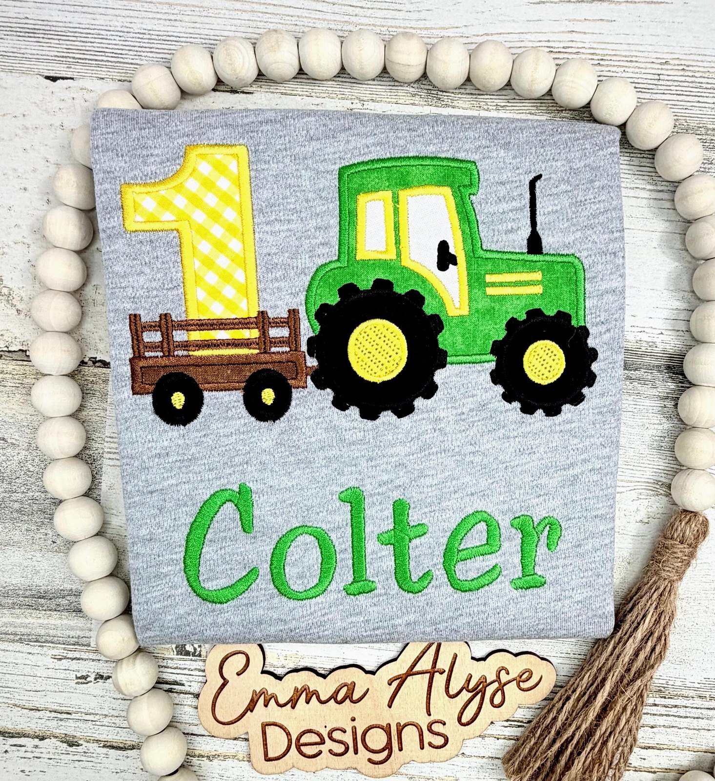 Embroidered Tractor 1st Birthday Shirt: Custom Farm Party Outfit Any Age