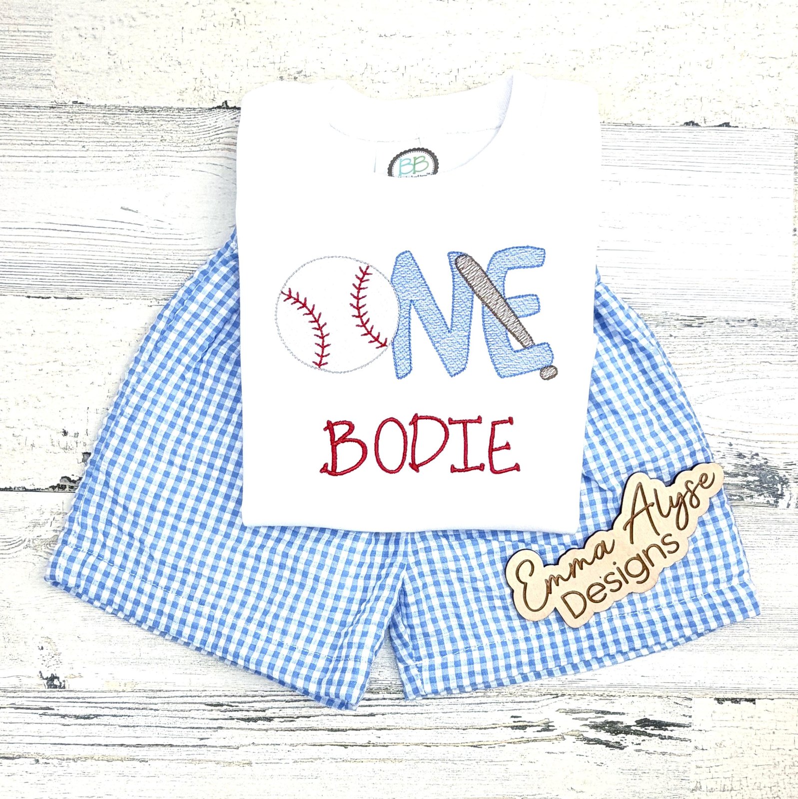 Personalized Embroidered Baseball 1st Birthday Shirt, Custom Name Slugger Outfit