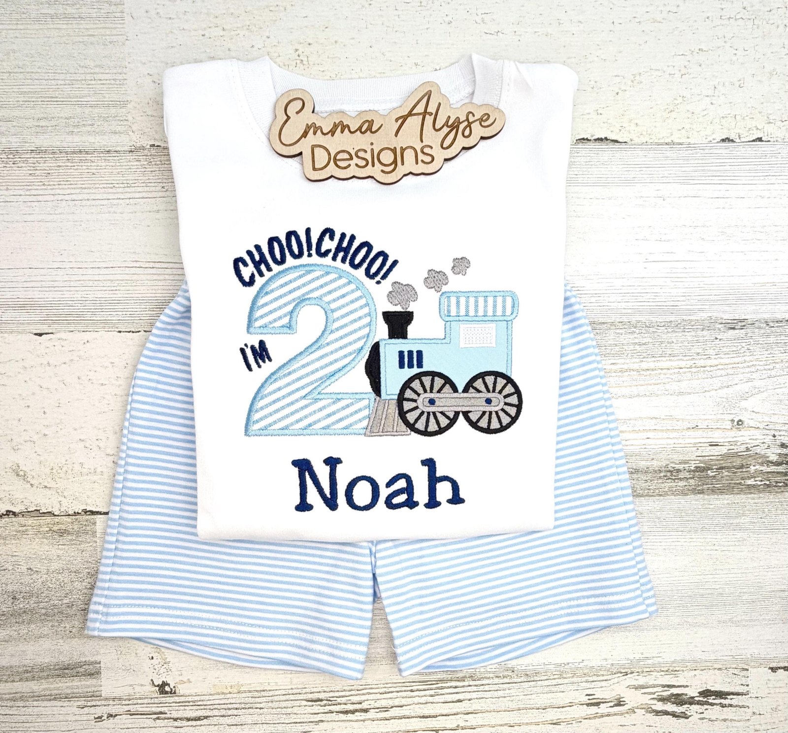 Train Birthday Shirt, Personalized Choo Choo Party Outfit, Boys Embroidered TShirt