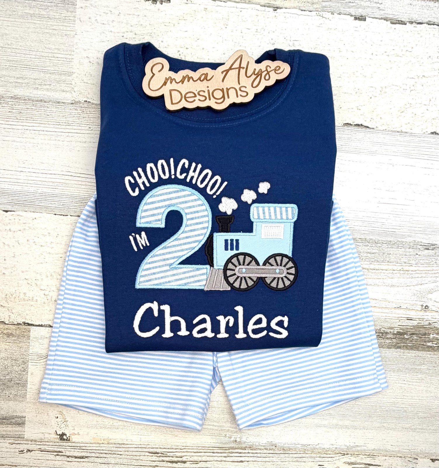Train 2nd Birthday Shirt, Personalized Choo Choo I'm Two Embroidered Boy Tee, Any Age