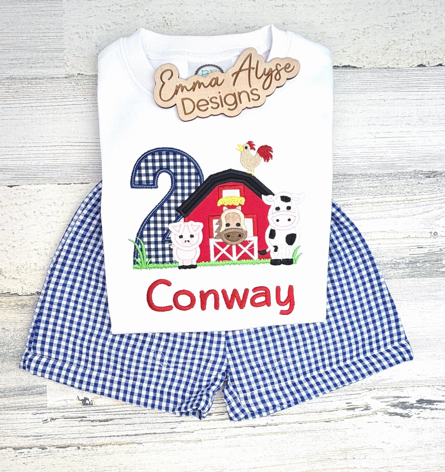 Farm 2nd Birthday Shirt, Personalized Embroidered Barnyard Birthday Outfit