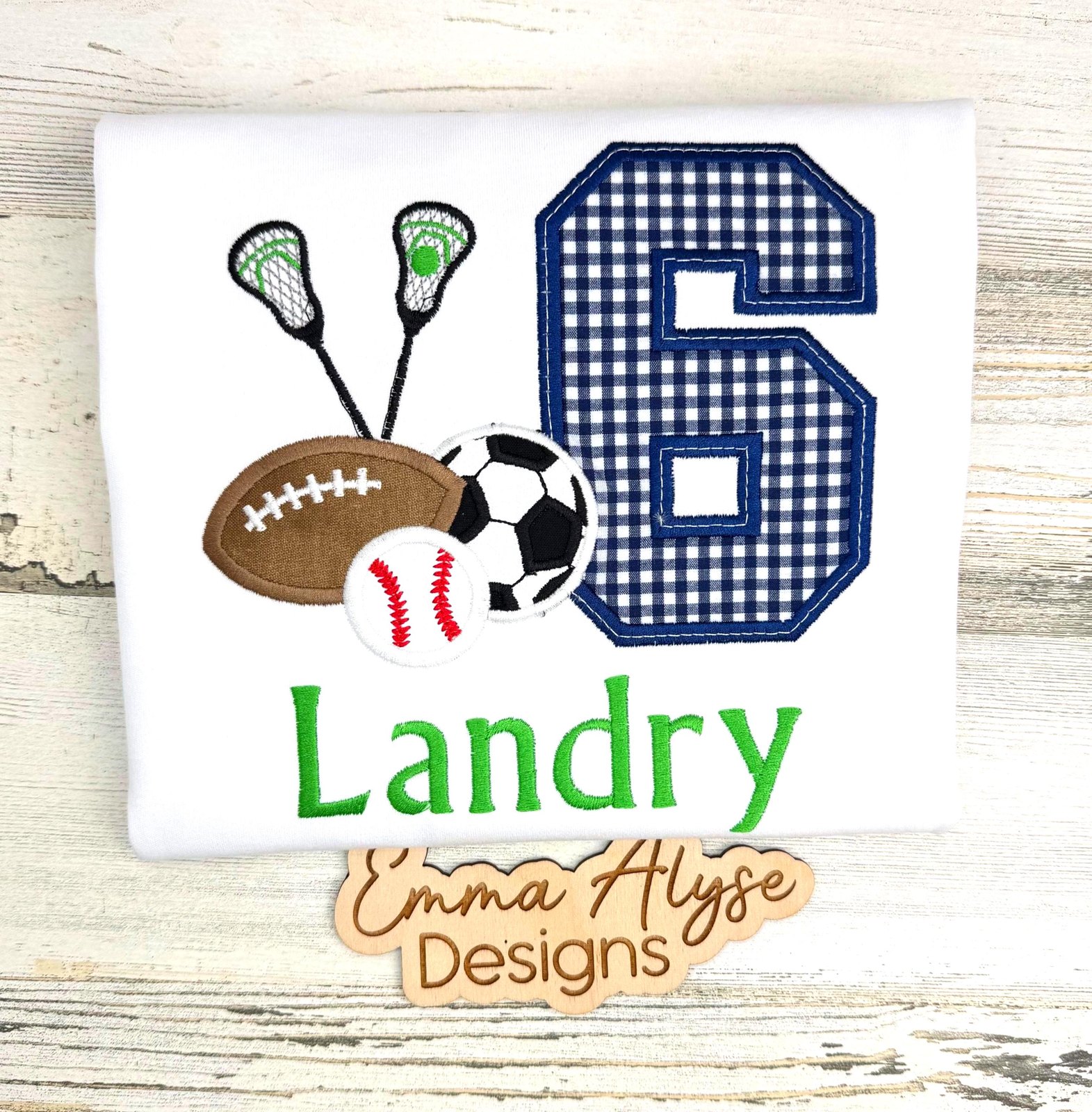 Personalized Embroidered Sports Birthday Shirt | Lacrosse, Basketball, Football, Soccer Tee