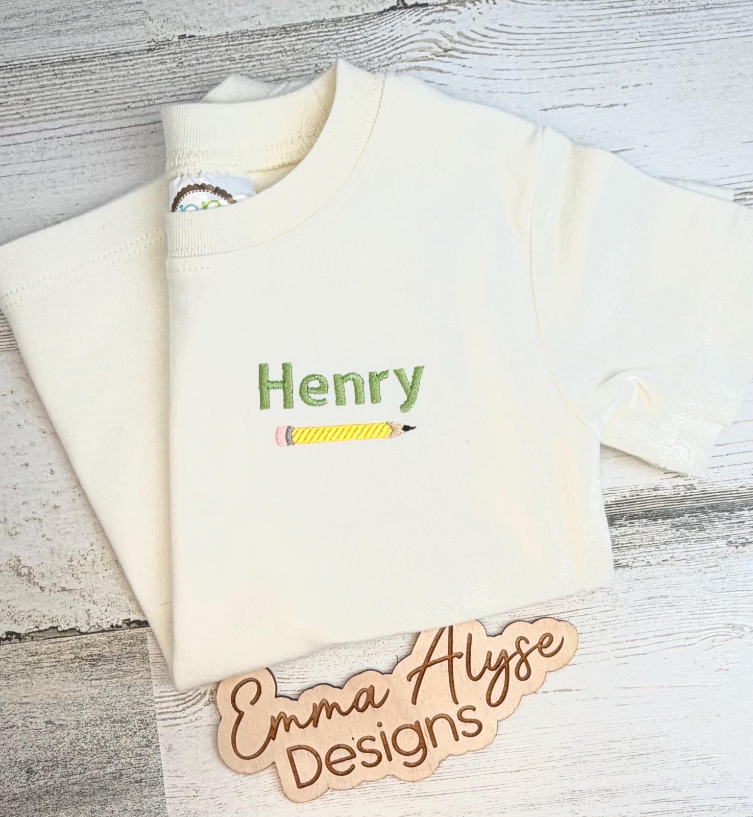 Personalized Embroidered Pencil Shirt, Custom Back to School Toddler Tee