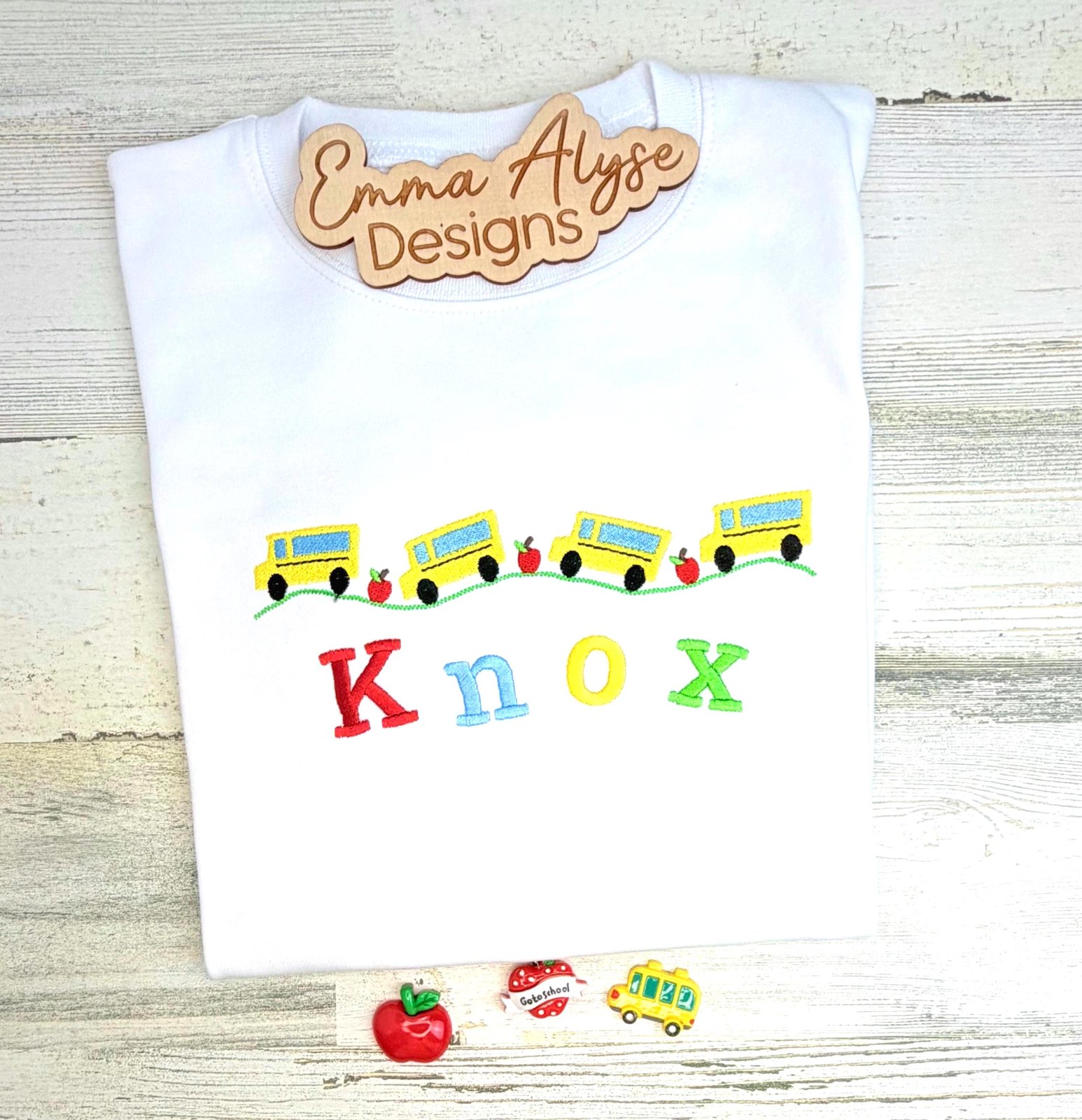 Personalized Embroidered School Bus Shirt, Back to School Name Outfit