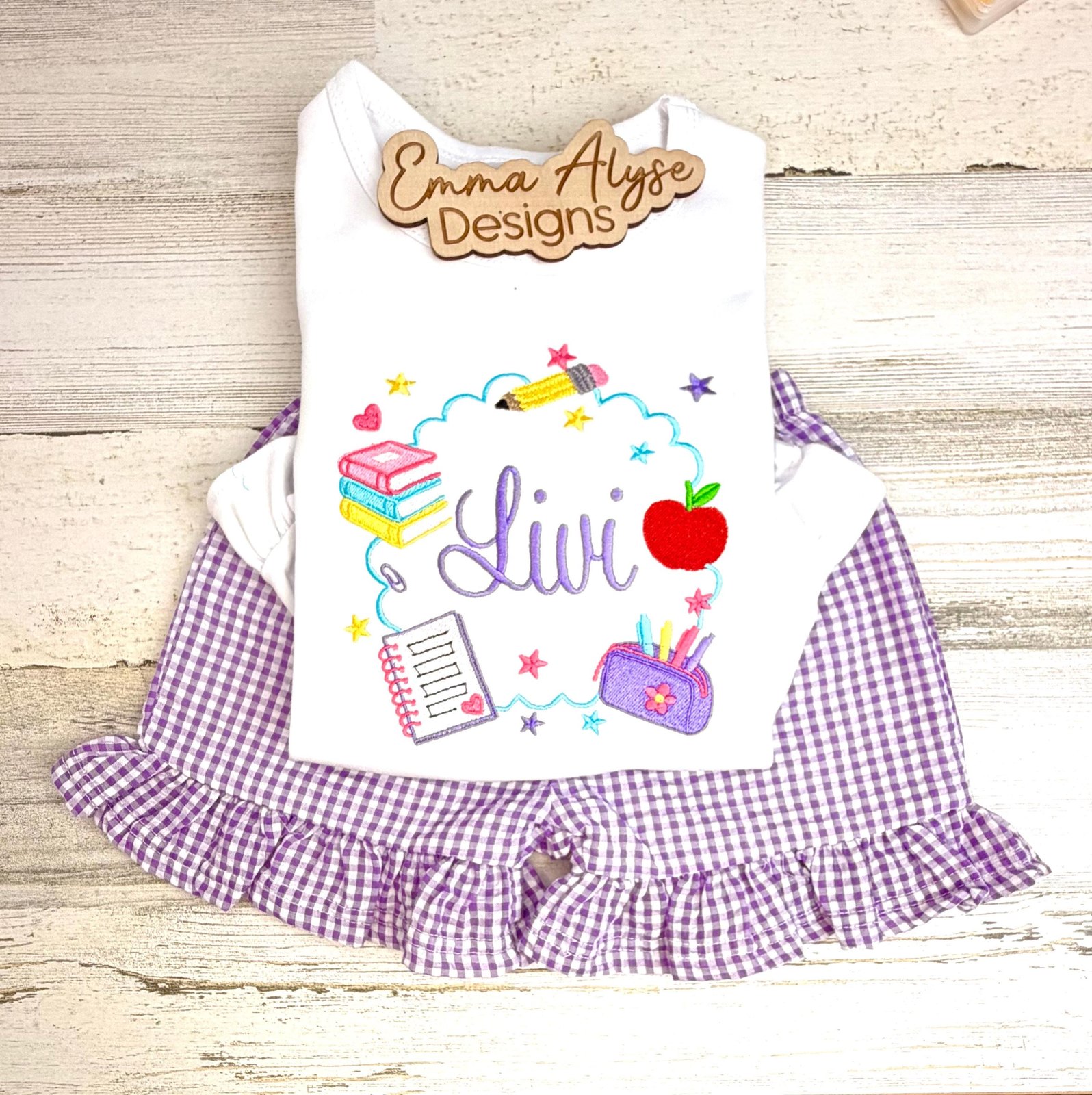 Personalized Embroidered School Shirt, Custom Name First Day Outfit, Preschool Kindergarten Girl Tee