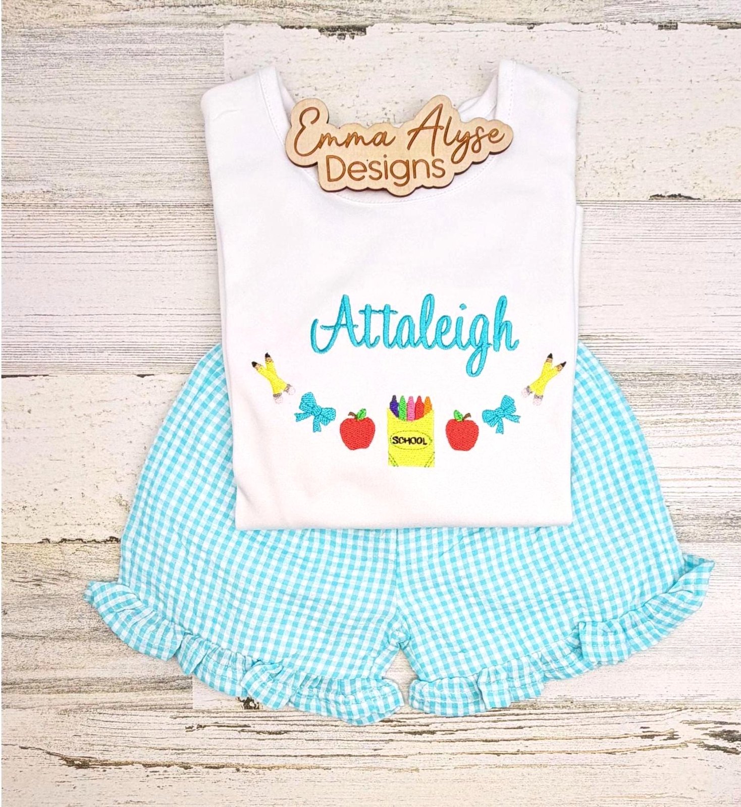Personalized Back to School Shirt, Girls Embroidered First Day of School Outfit