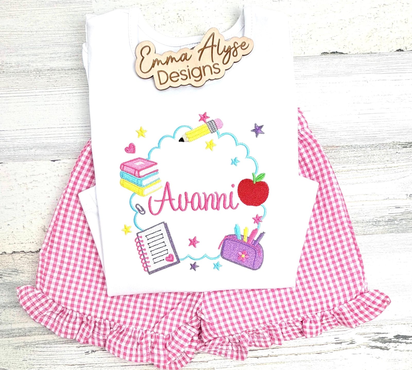 Personalized Embroidered School Shirt, Custom Name First Day Outfit, Preschool Kindergarten Girl Tee