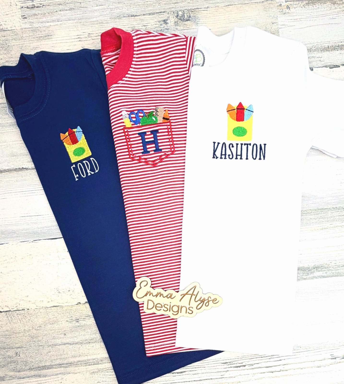 Personalized Embroidered Back to School Shirt, Crayons, 1st Grade, 2nd Grade