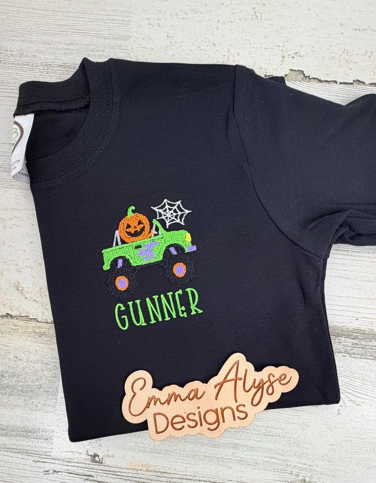Kids Halloween Shirt, Personalized Monster Truck Trick or Treat Tee, Embroidered