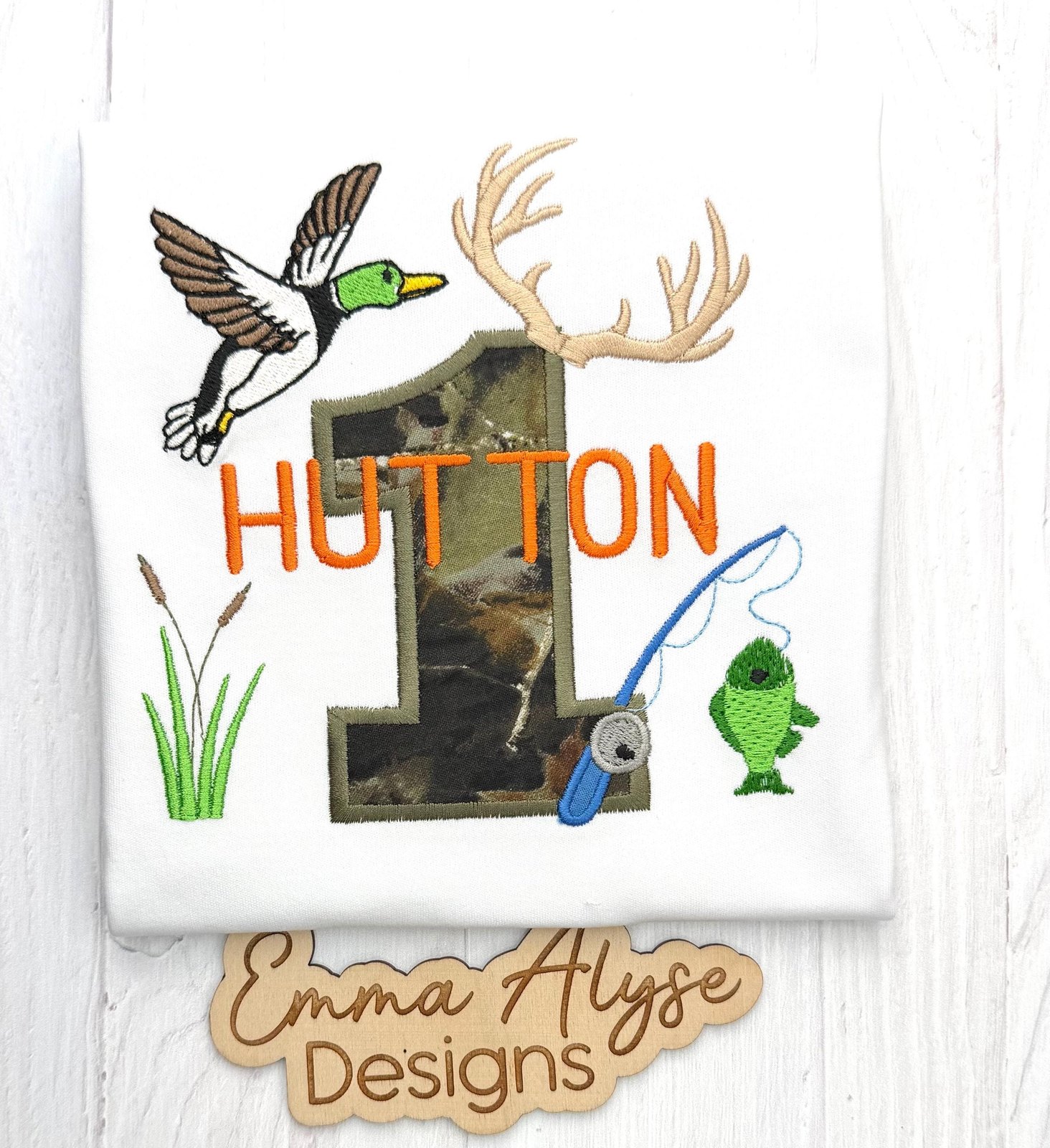 Fishing Hunting 1st Birthday Shirt, Boys Outdoors Party Tee