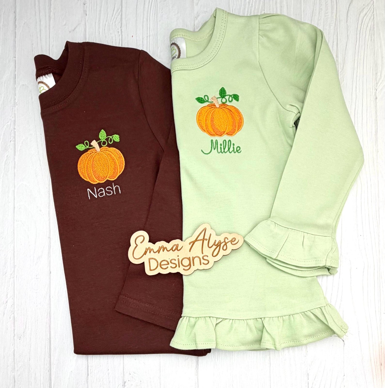 Personalized Pumpkin Shirt for Kids, Embroidered Fall Shirt, Boys or Girls Thanksgiving Outfit