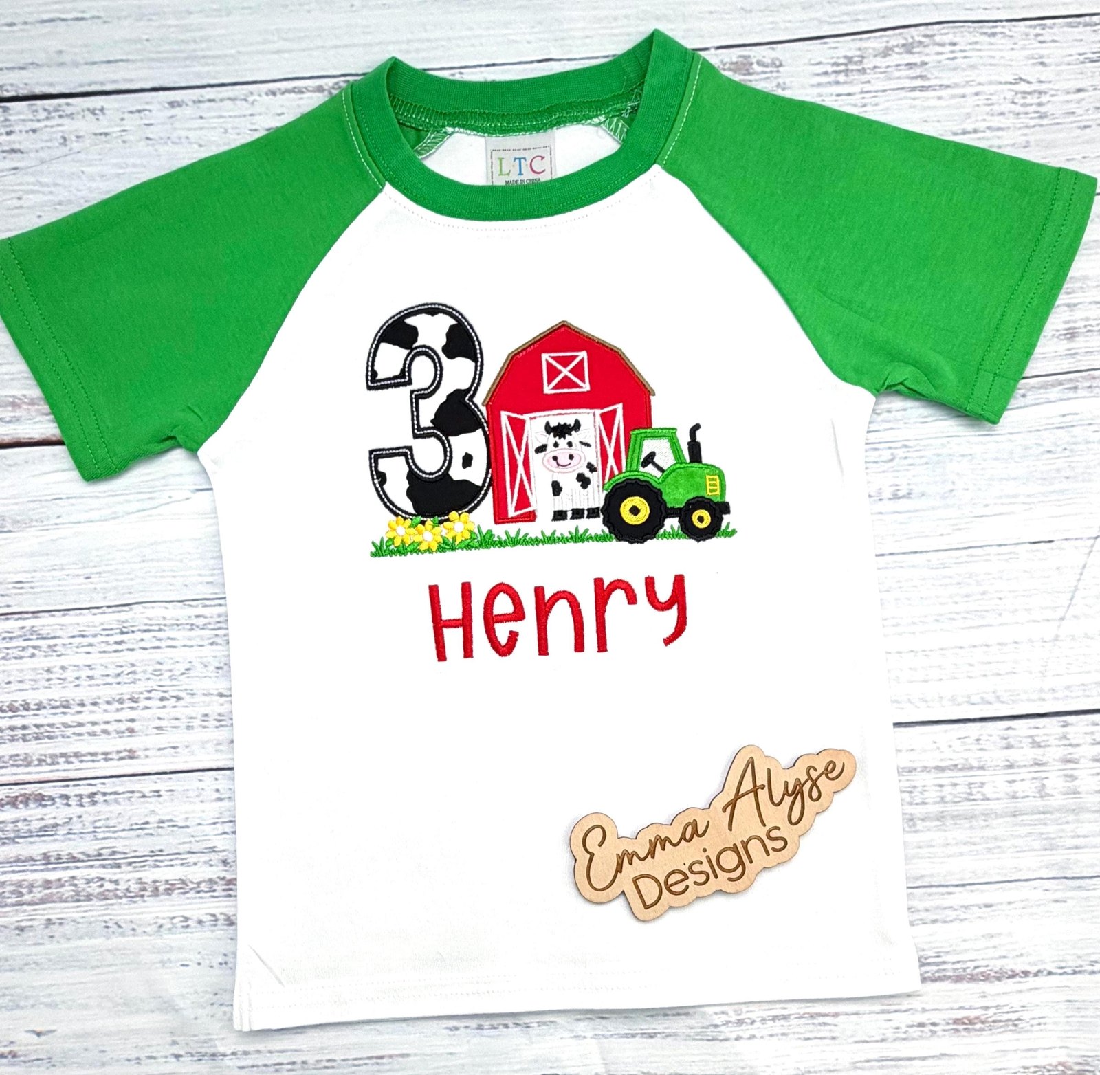 Farm Tractor Birthday Shirt: Embroidered Birthday Boy Tshirt, Custom Name and Age