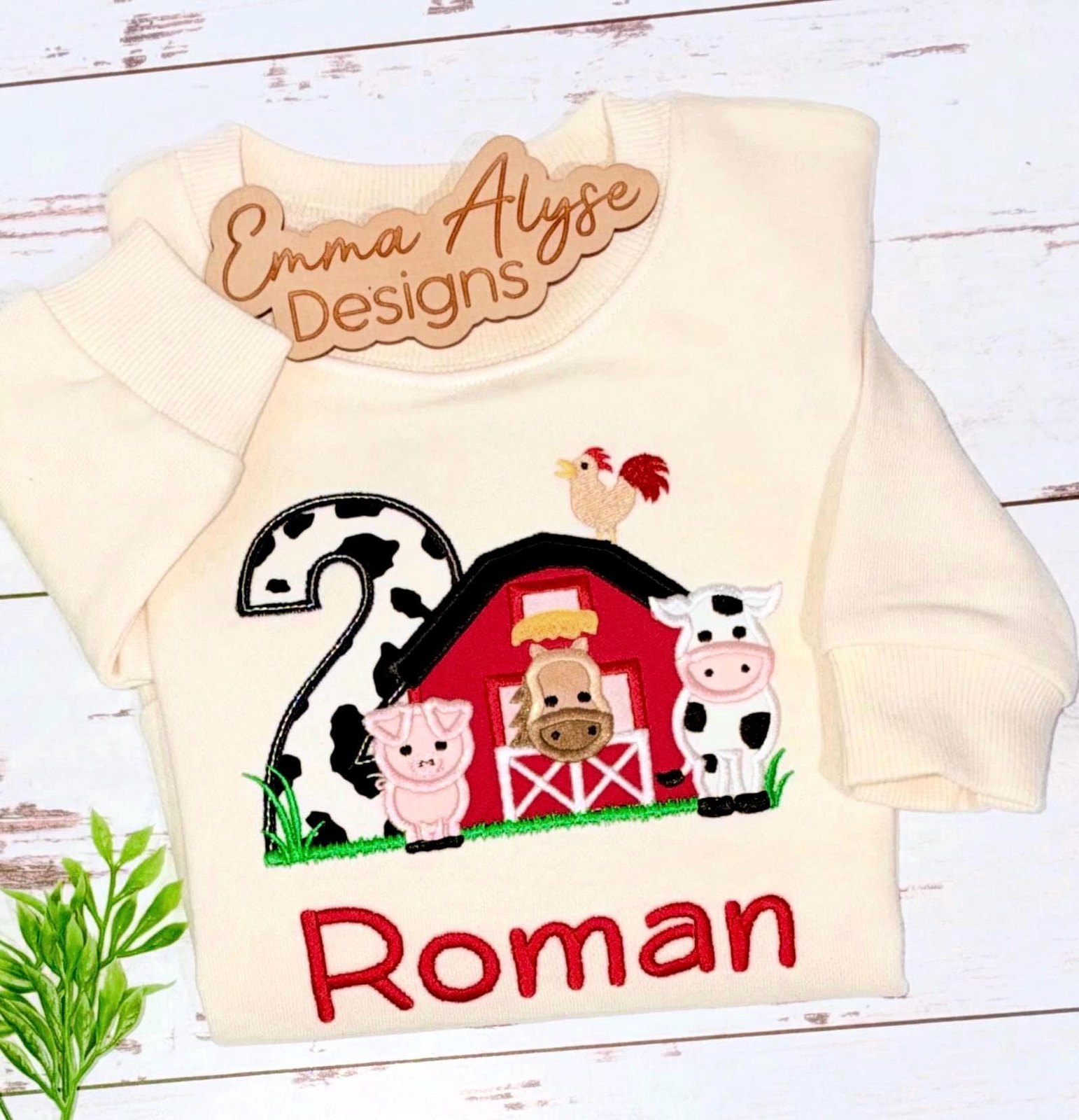Embroidered Farm Birthday Sweatshirt, Gender Neutral, Any Age