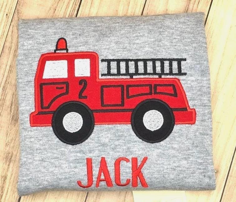Fire Truck Birthday Shirt, Ages 1-9, Fireman Party Outfit