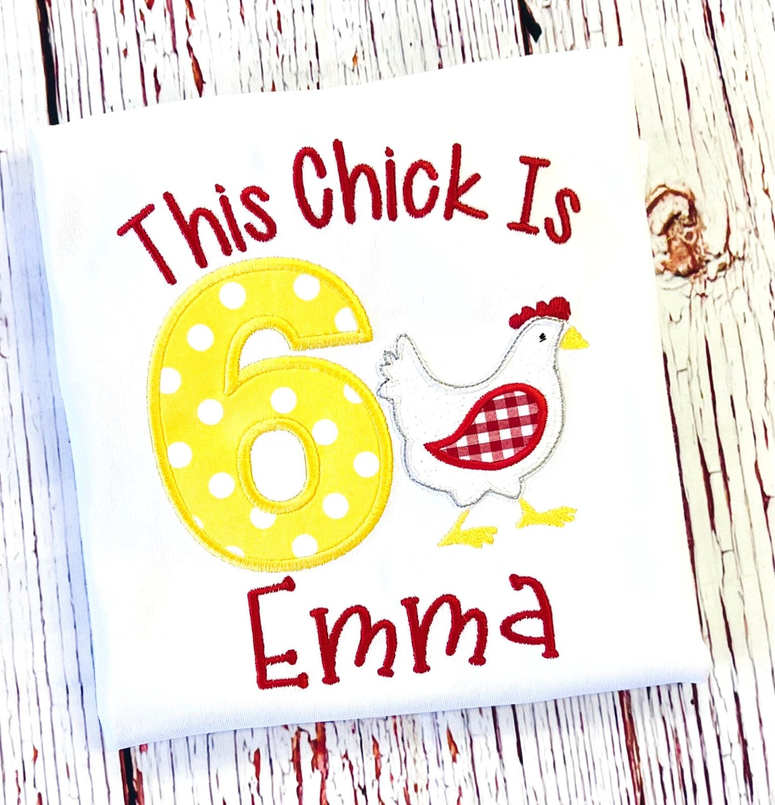 Chicken Birthday Shirt, This Chick is 6, Farm Animal Tshirt